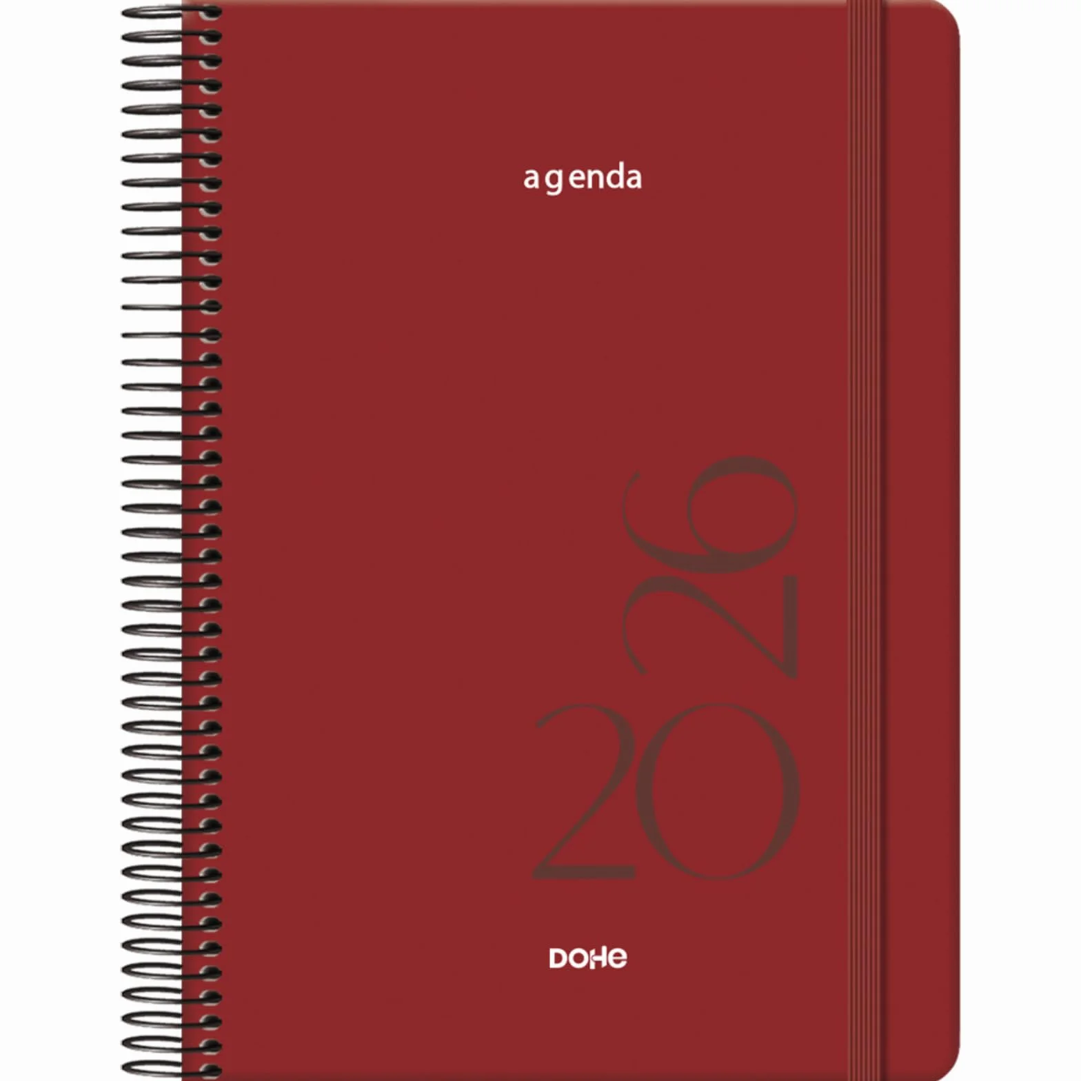 Agenda 2026 Jour par Page A5 14x20 cm Spirale Élastique 12 Mois Planificateur Annuel Espagnol Montana Bordeaux