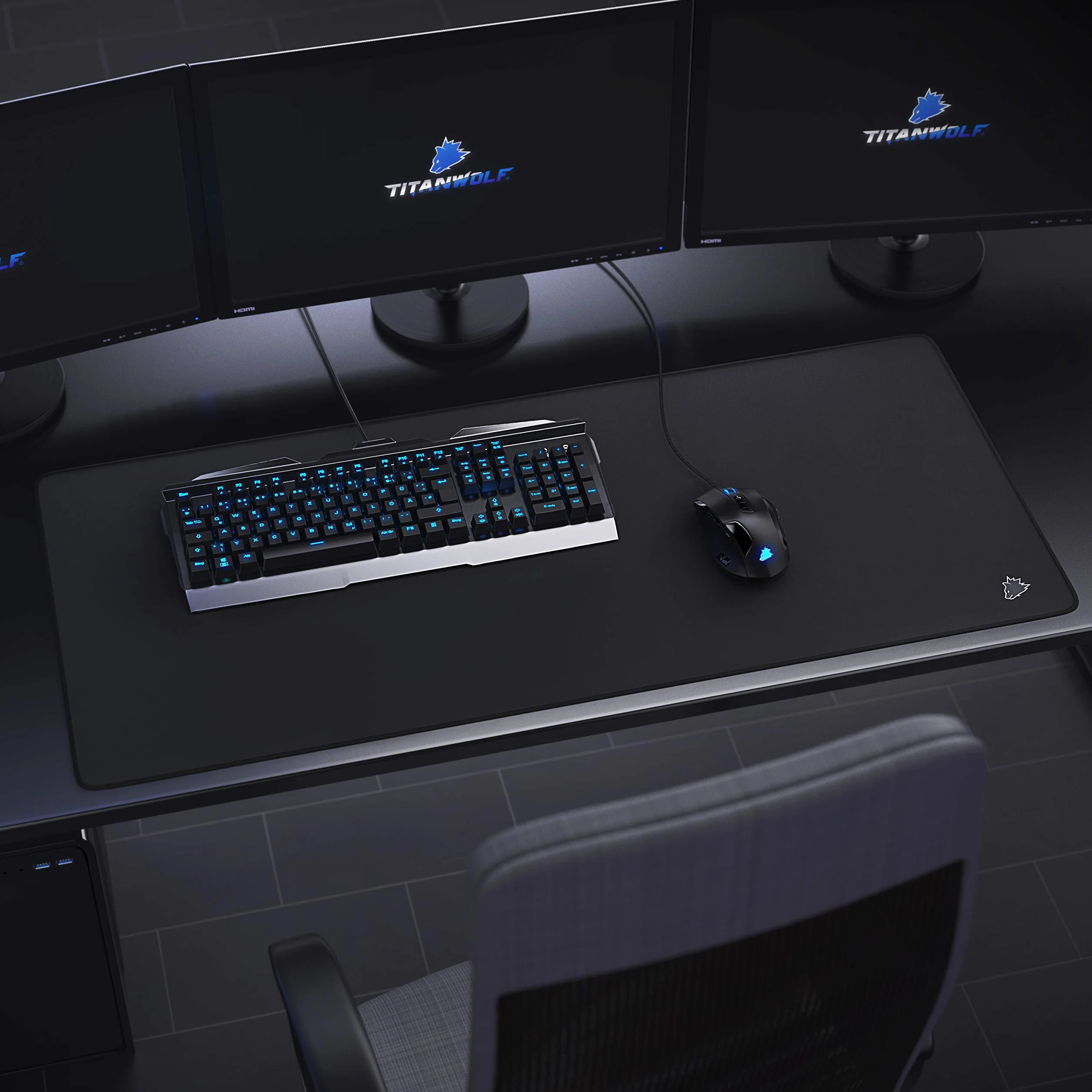 Titanwolf Tapis de souris XXL Speed Gaming noir 900 x 400 mm Grande base de table