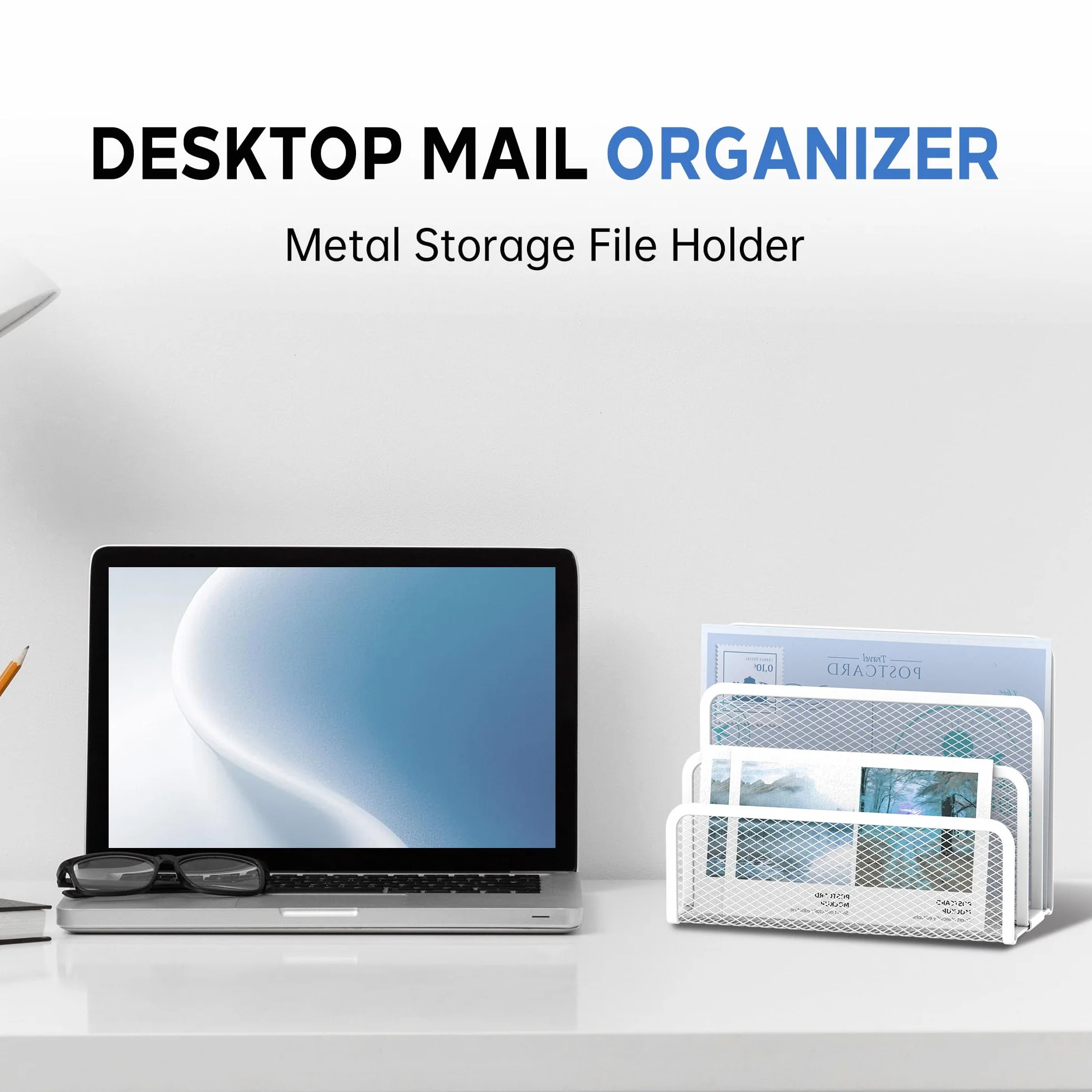 SUPEASY Organisateur de courrier bureau maille métallique 3 emplacements trieur lettres blanc
