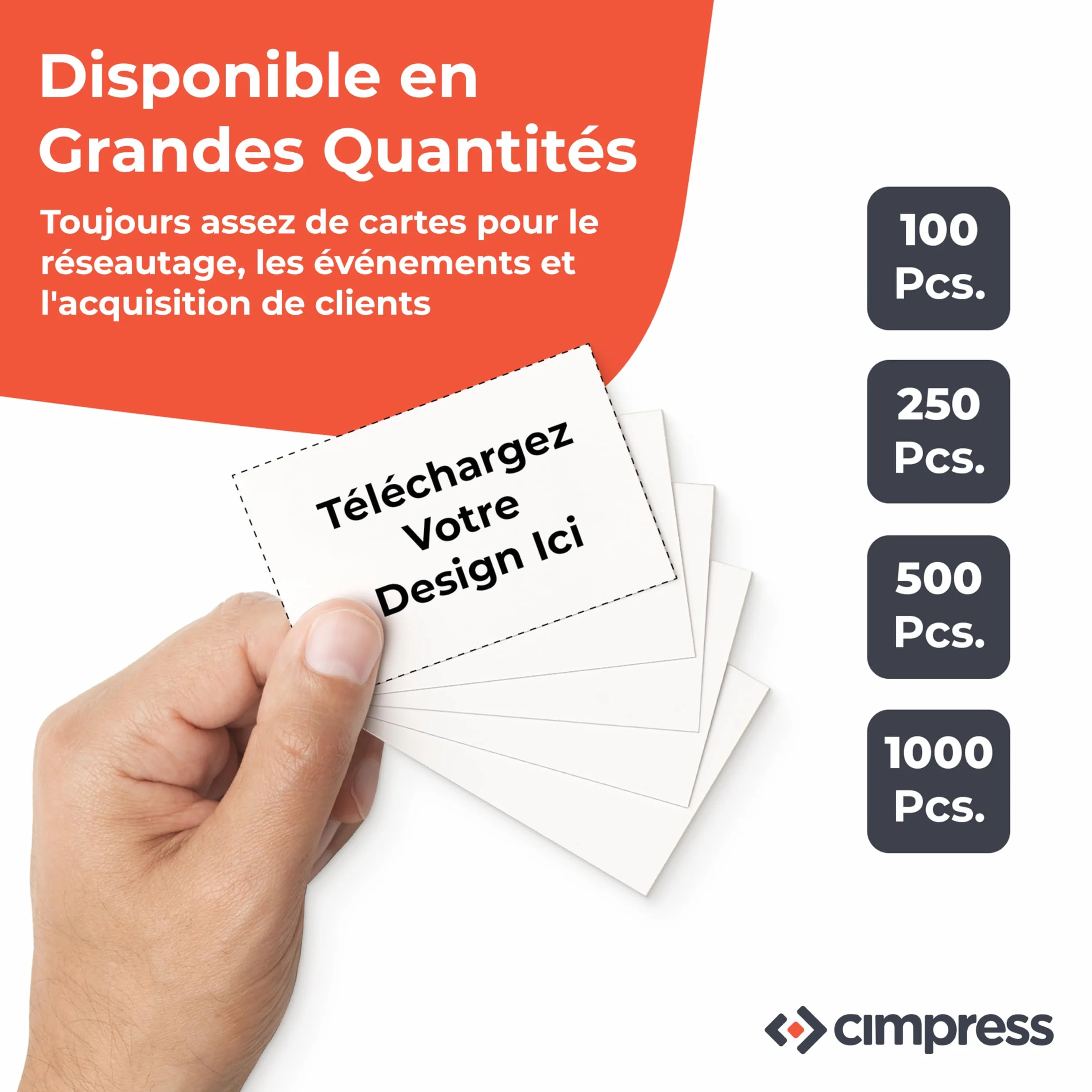 Cimpress Cartes de Visite Personnalisées 85x55 mm, Lot de 100, Papier 300g m² Mat, Impression Recto Verso