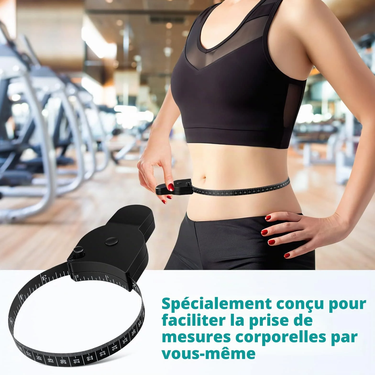 Ruban à Mesurer pour le Corps - Mètre Ruban Auto-Bloquant - Outil Précis pour Taille Poitrine Hanches Bras Cuisses - Ruban de Mesure Rétractable