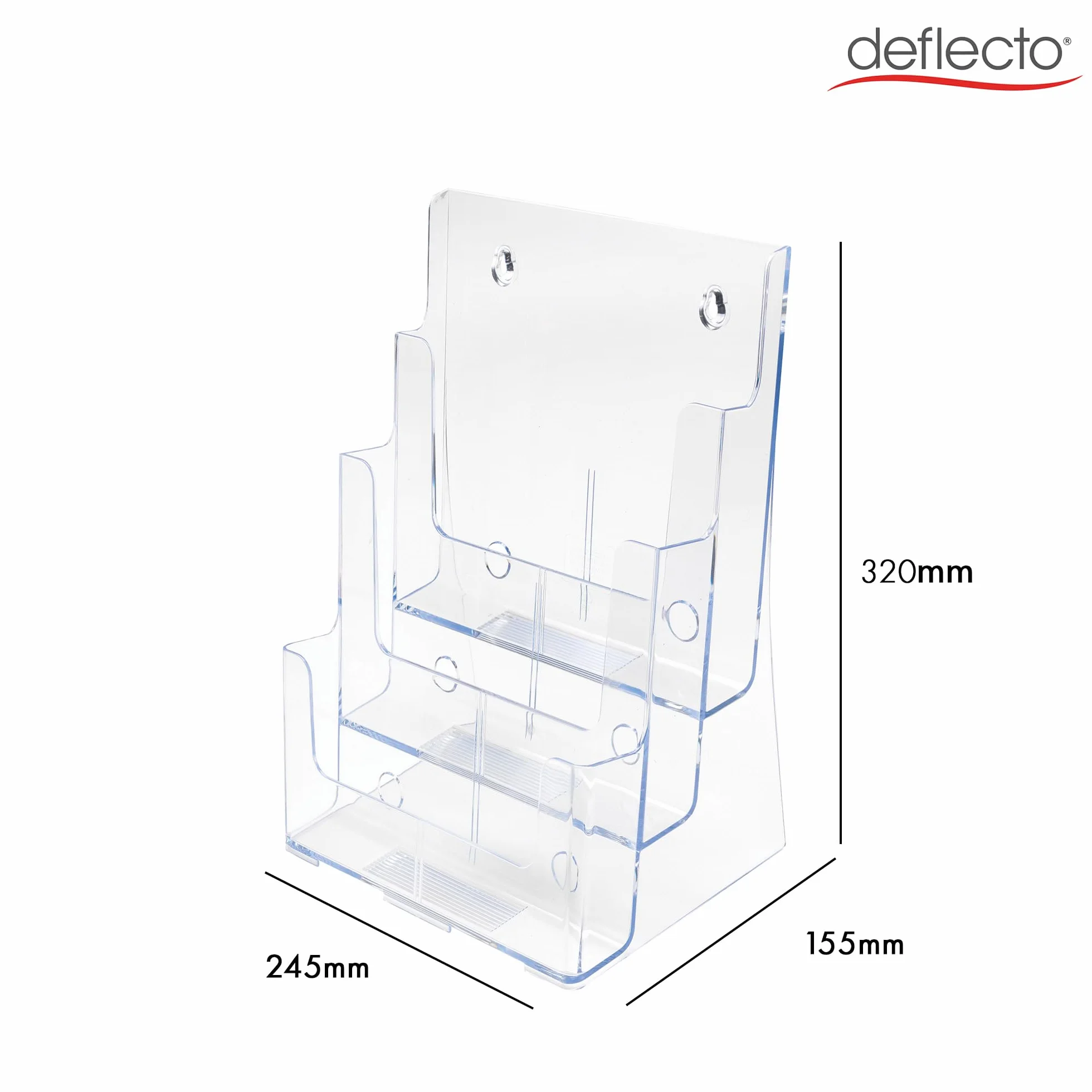 Deflecto Lot de 2 Porte-documents A4 Portrait 3 Niveaux Présentoir Incliné Multi-Poches