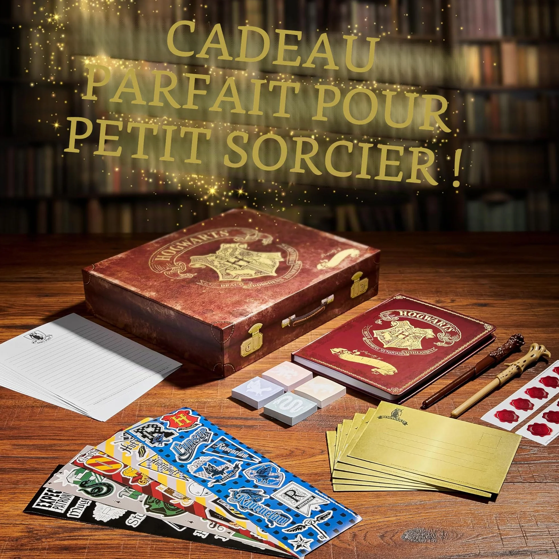 Harry Potter Papeterie Coffret Papier à Lettre Carnet Stylo Baguette Stickers Enveloppes Boite Souvenir