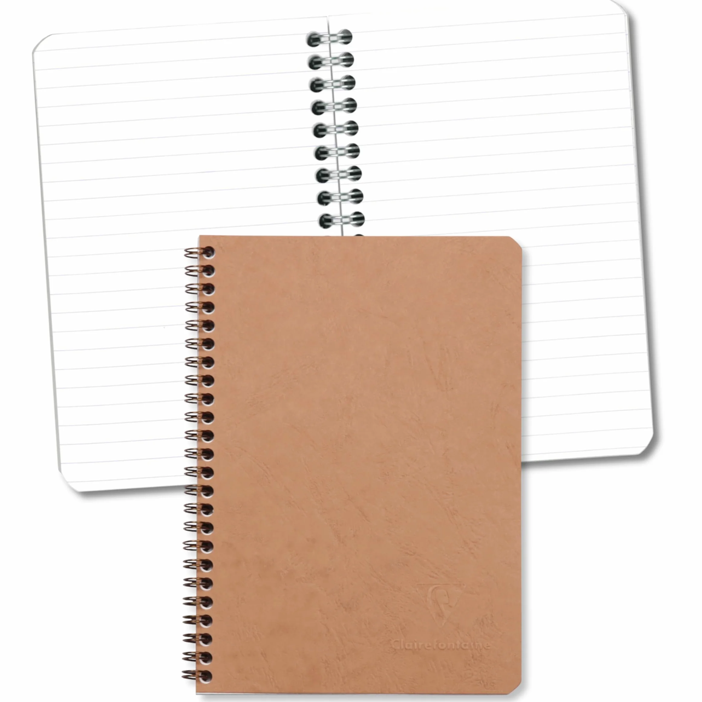 Clairefontaine Nomaddict Cahier à Spirale Tabac A5 14,8x21 cm 100 Pages Lignées Papier Blanc 90 g Couverture Carte Lustrée Grain Cuir