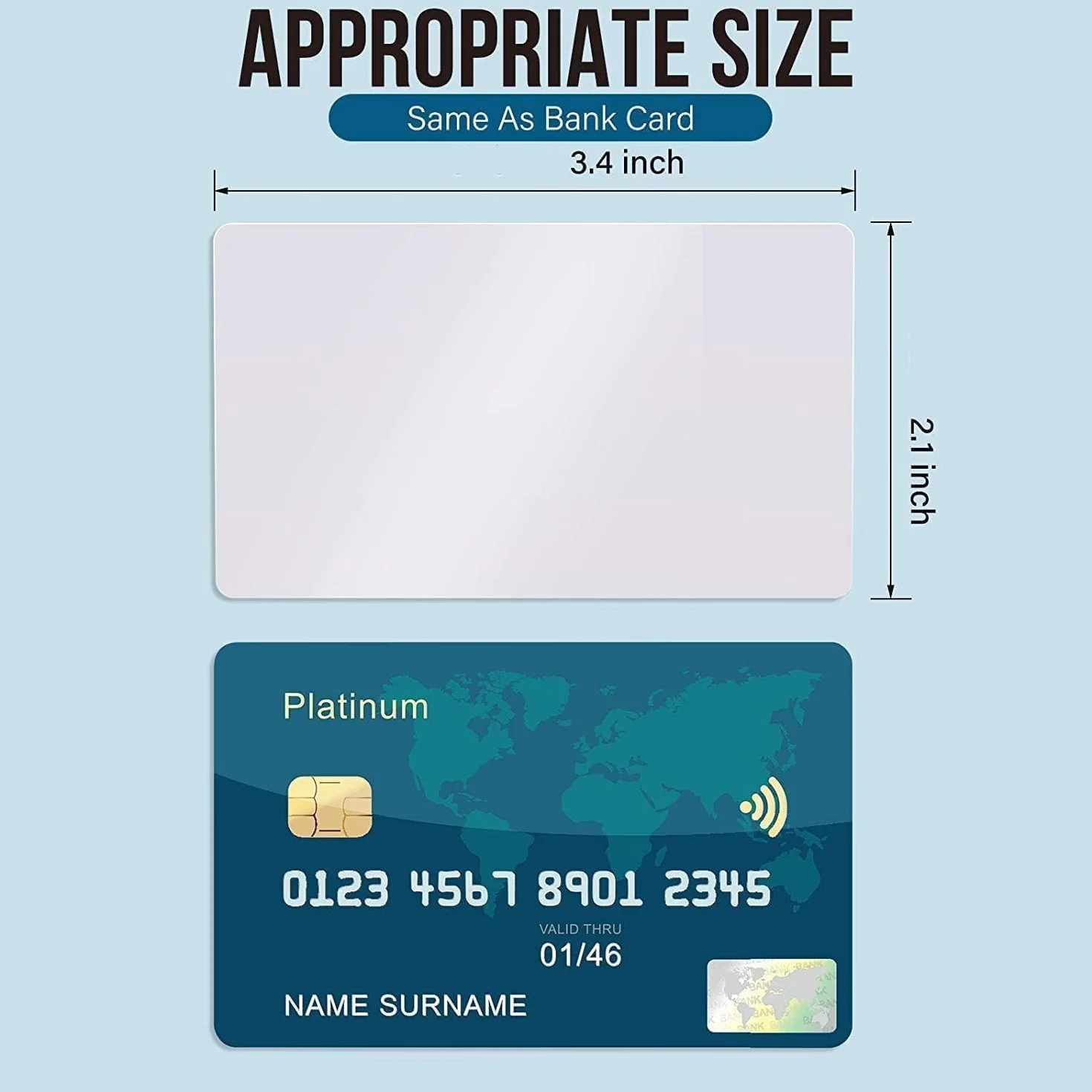 Cartes de visite en métal Fyearfly, 50 vierges, papier sublimation étanche, argent