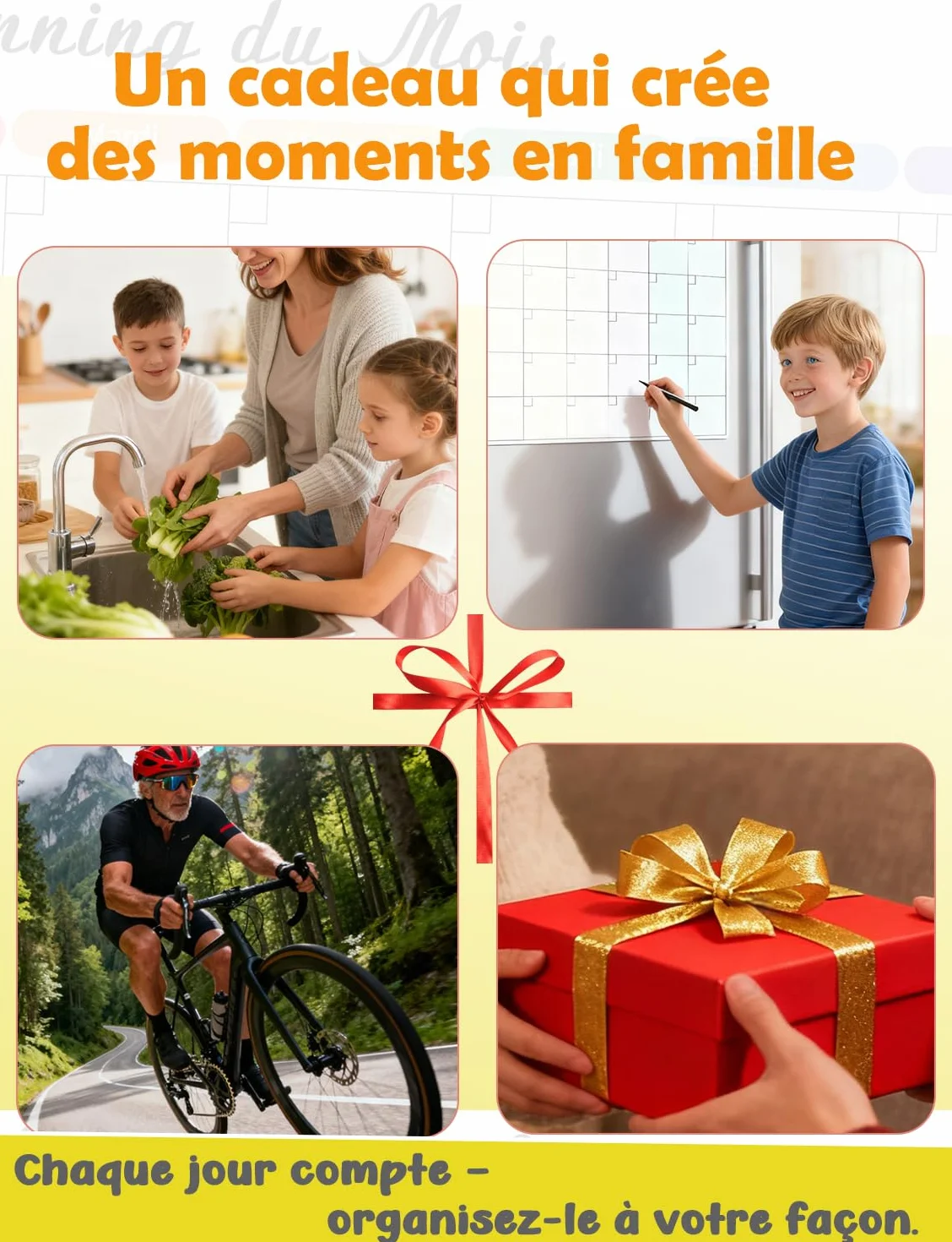 Plannings Frigo Magnétiques Effaçables – Semainier, Mensuel & Journalier – Organisation Famille, Menus & Tâches – Kit Réutilisable