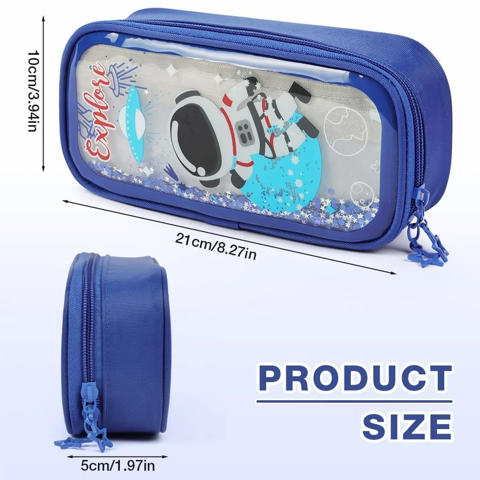 OFFCUP Trousse à Crayons Pliable Grande Capacité 2 Compartiments Motif Dessin Animé Fournitures Scolaire
