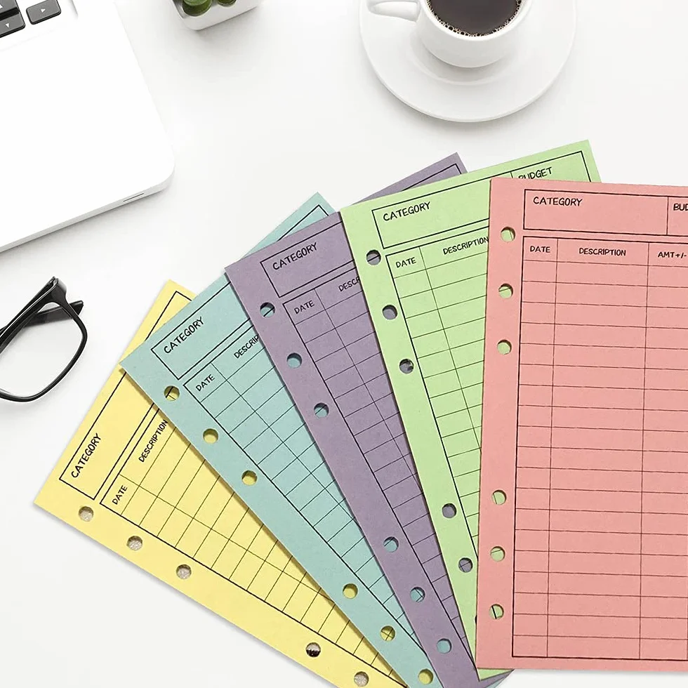 Lot de 12 enveloppes de budget colorées avec trou perforé, système épais pour économiser de l'argent, suivi des dépenses