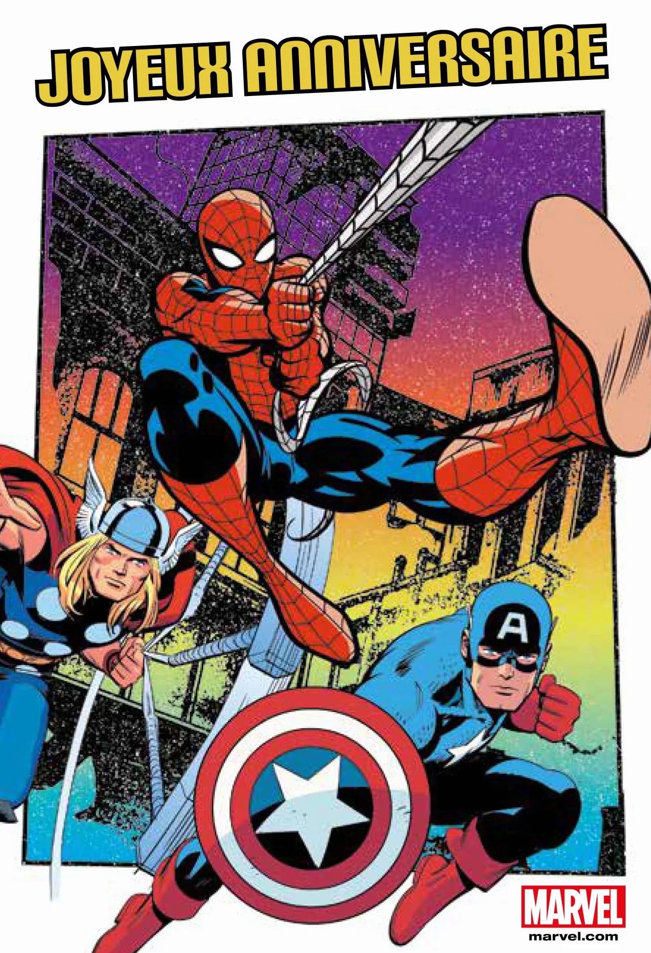 Carte ANNIVERSAIRE MARVEL Spiderman Captain America Officielle Super-héros Enfant Garçon 12x17,5cm Avec Enveloppe