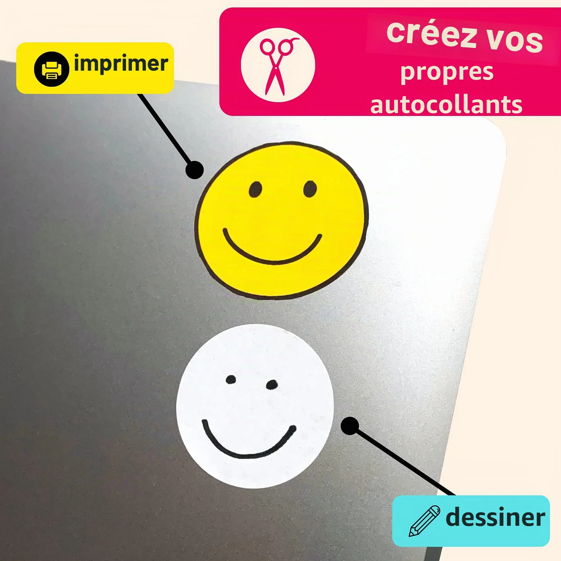 Papier Autocollant Imprimante Blanc A4 210 x 297 mm 25 étiquettes