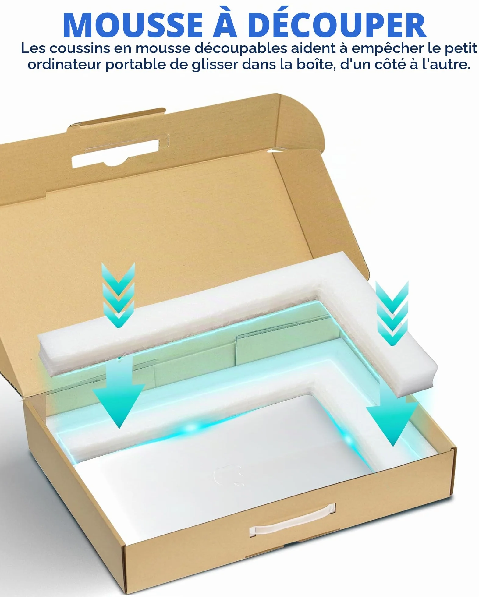 Boîte d'expédition pour ordinateur portable avec mousse de protection jusqu'à 17 pouces (43 cm)
