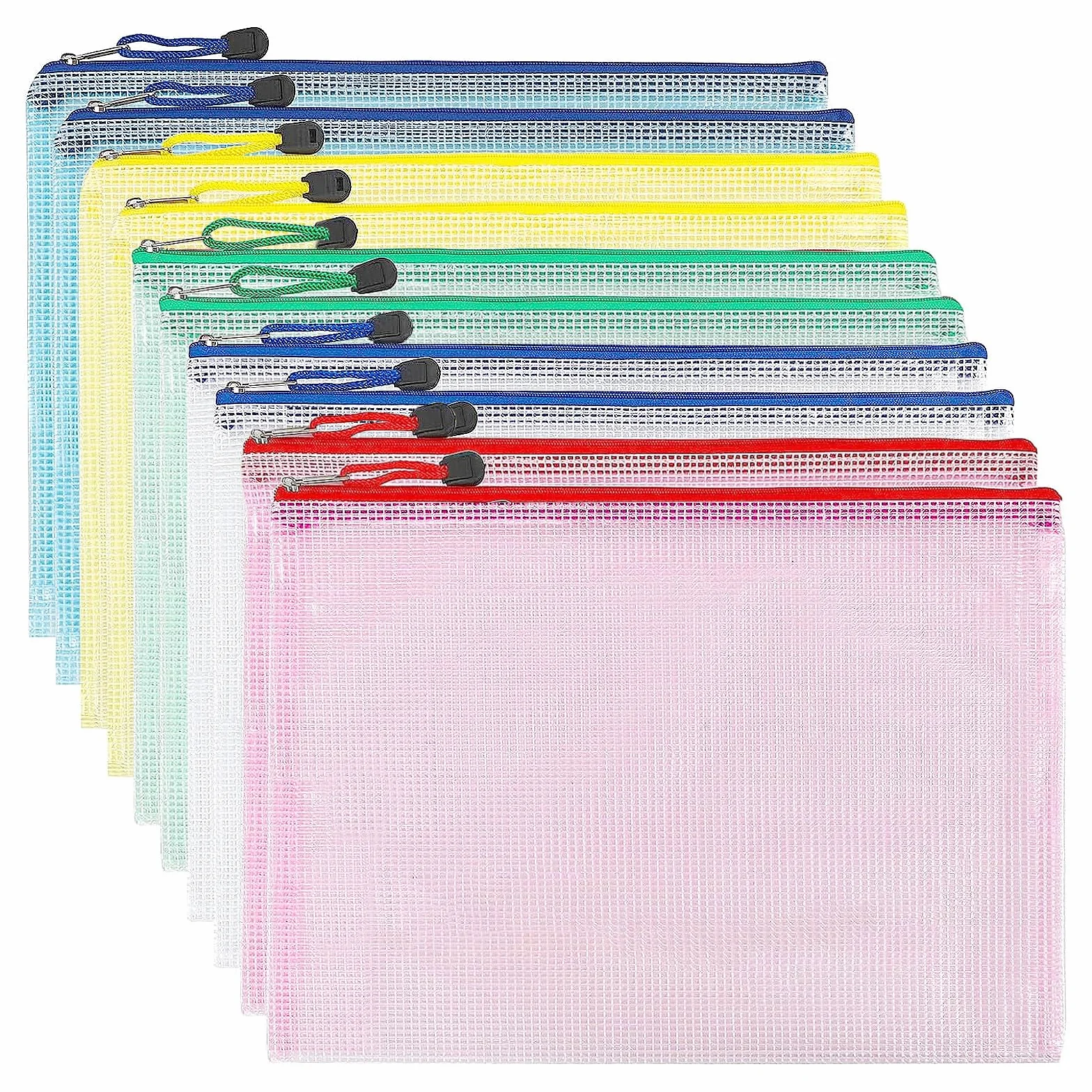 Pochette Document Zippée A5 PVC Transparente 5 Couleurs, Ranger Papiers Petits Objets, Fournitures Cosmétiques Voyage (10 PCS)