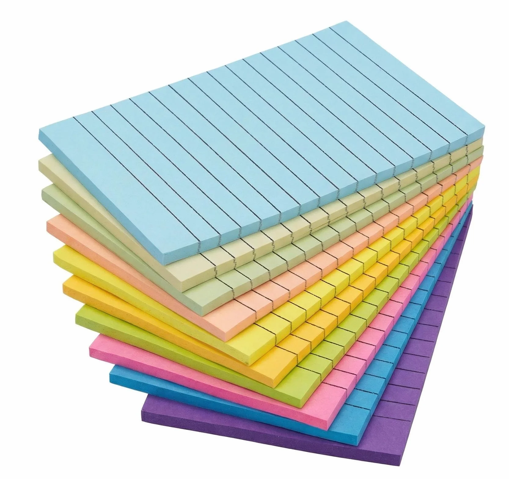 Agoer 500 Feuilles Note Adhésive Lignée 10 Couleurs 100 x 150 mm Notes Autocollante 10 Blocs 50 Feuilles/bloc Super Sticky