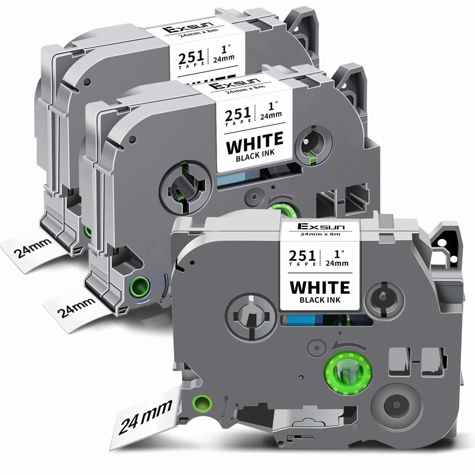 Ruban Compatible Brother TZe-251 24mm Laminé Noir sur Blanc pour P-touch PT-P750W PT-D600
