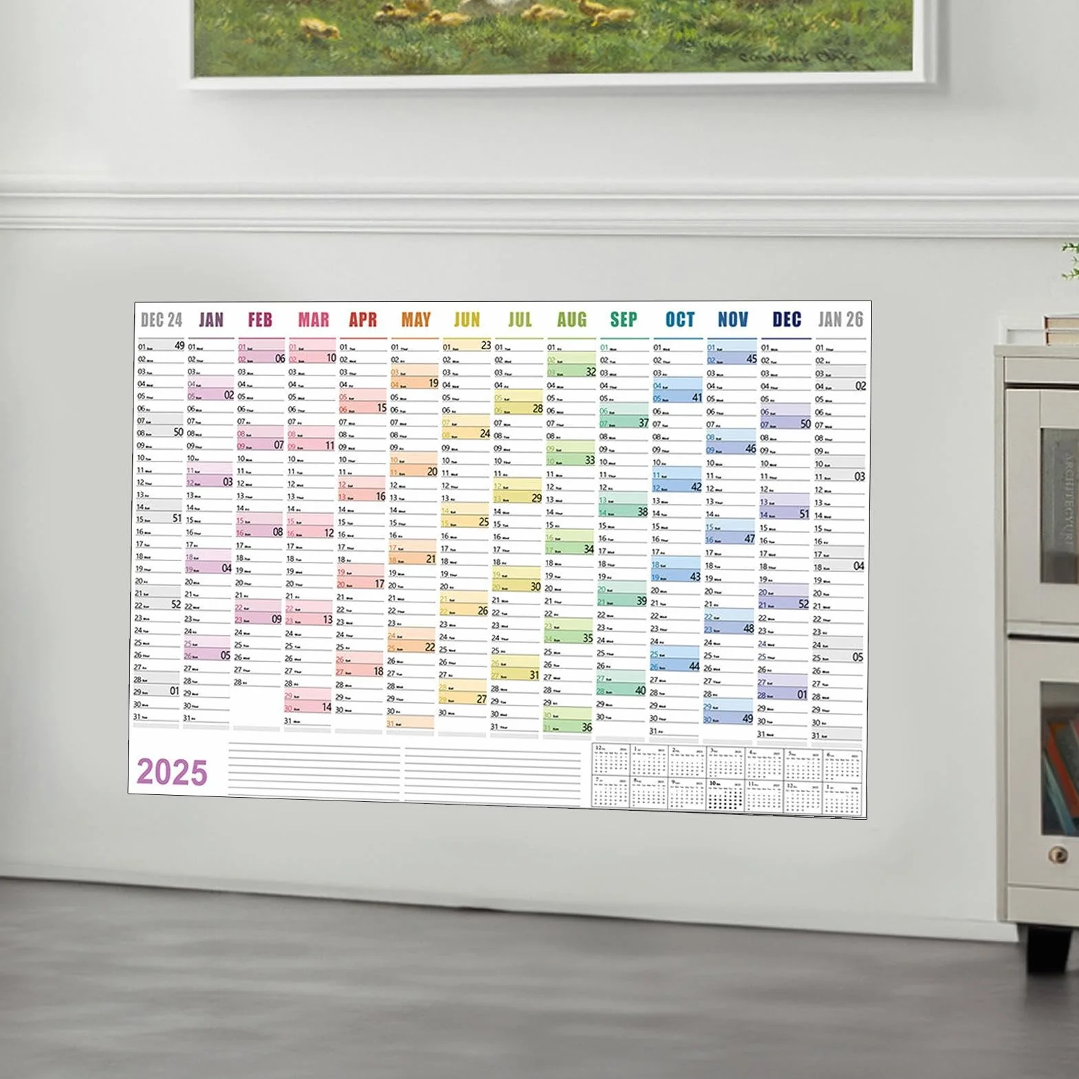 Calendrier Mural Annuel 2025 Cartonné Grand Format 74,2x52 Cm Arc En Ciels