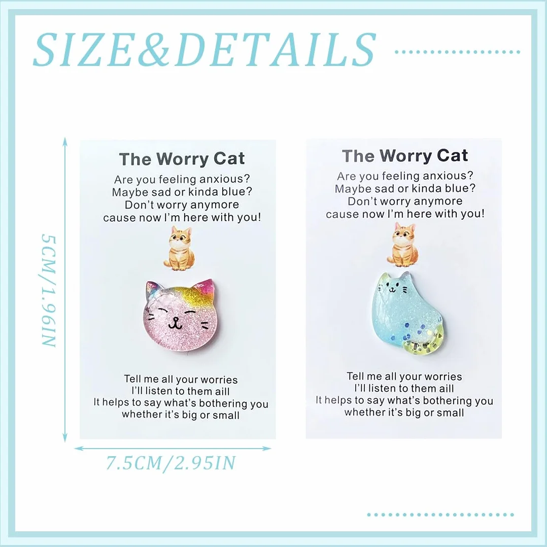 Lot de 2 câlins de poche en forme de chat rose et bleu, cadeaux d'encouragement