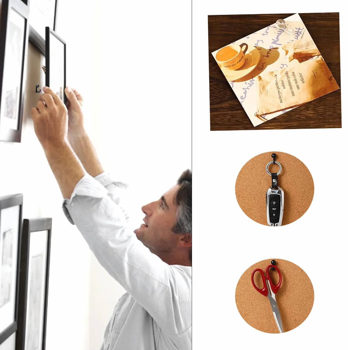 Crochets à Punaises Push Pin 50 PCS Mini Crochets en Plastique Résistant pour Tableau d'Affichage