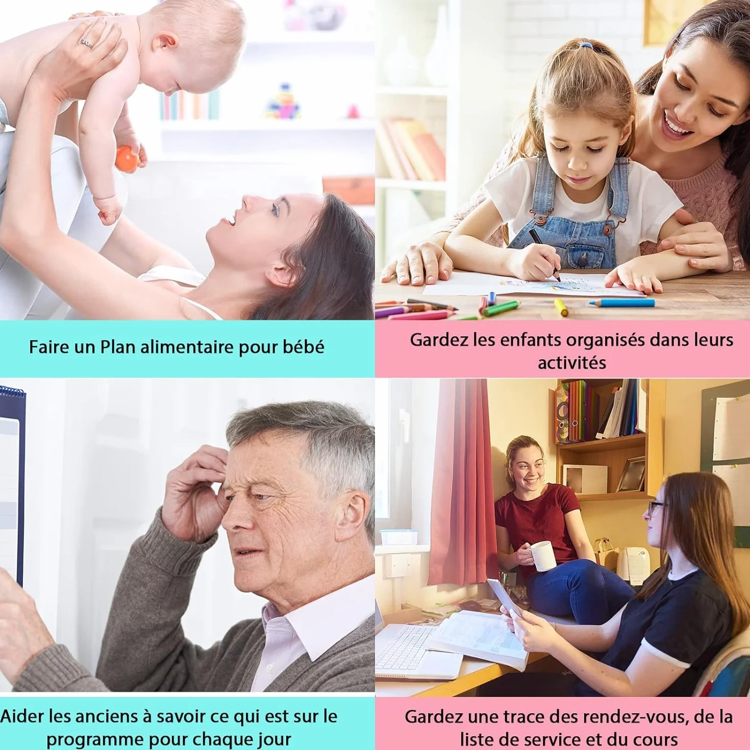 POPRUN Tableau Blanc Effaçable Magnétique 42×28 cm, Calendrier Frigo Planning Semaine Organisateur Hebdomadaire
