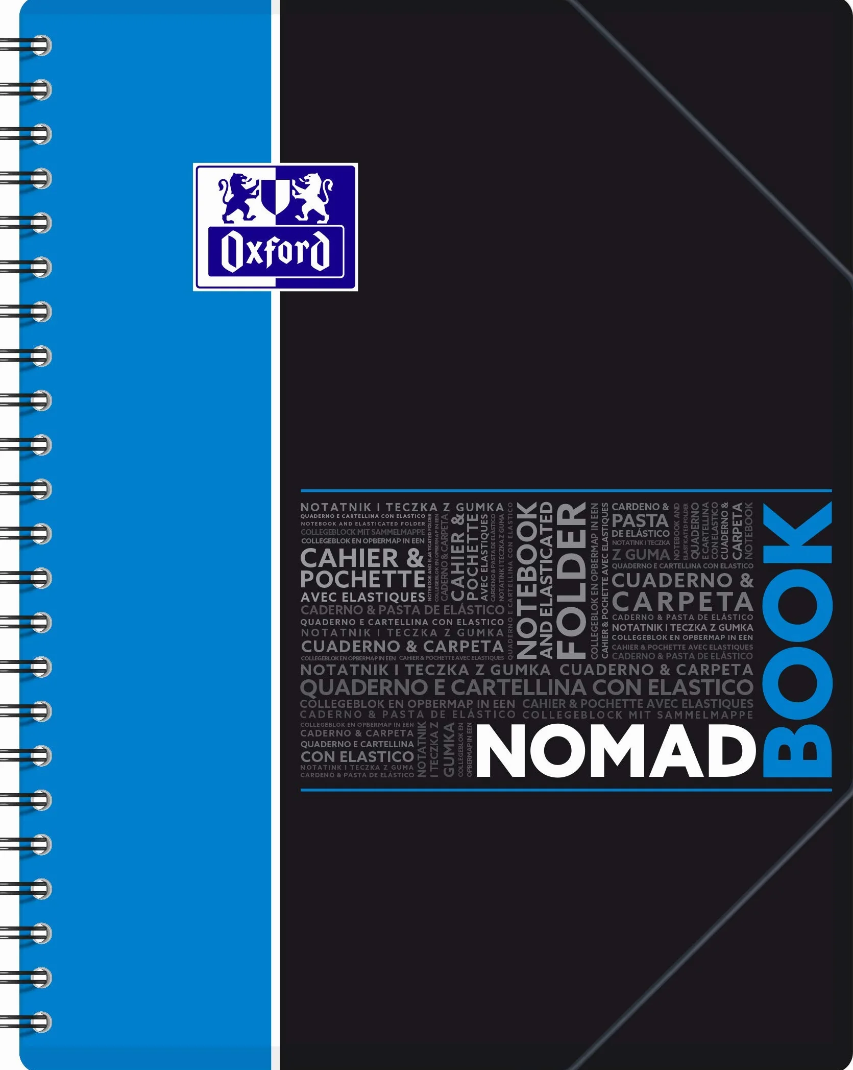 Oxford NomadBook Cahier Spirale A4+ 24 x 32 cm Grands Carreaux Seyès 160 Pages