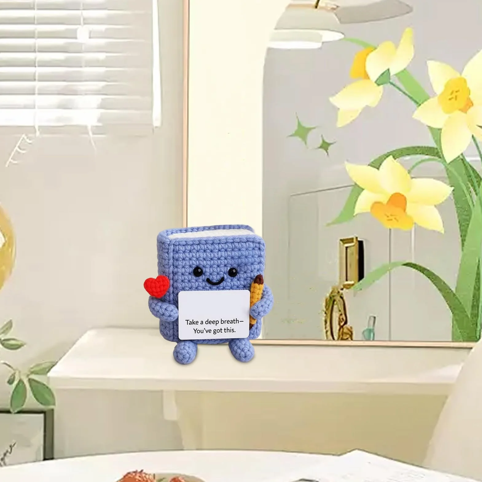 Huxibai Crochet motivant - Petit livre à crochet positif, décoration amusante pour bureau, cadeau d'anniversaire