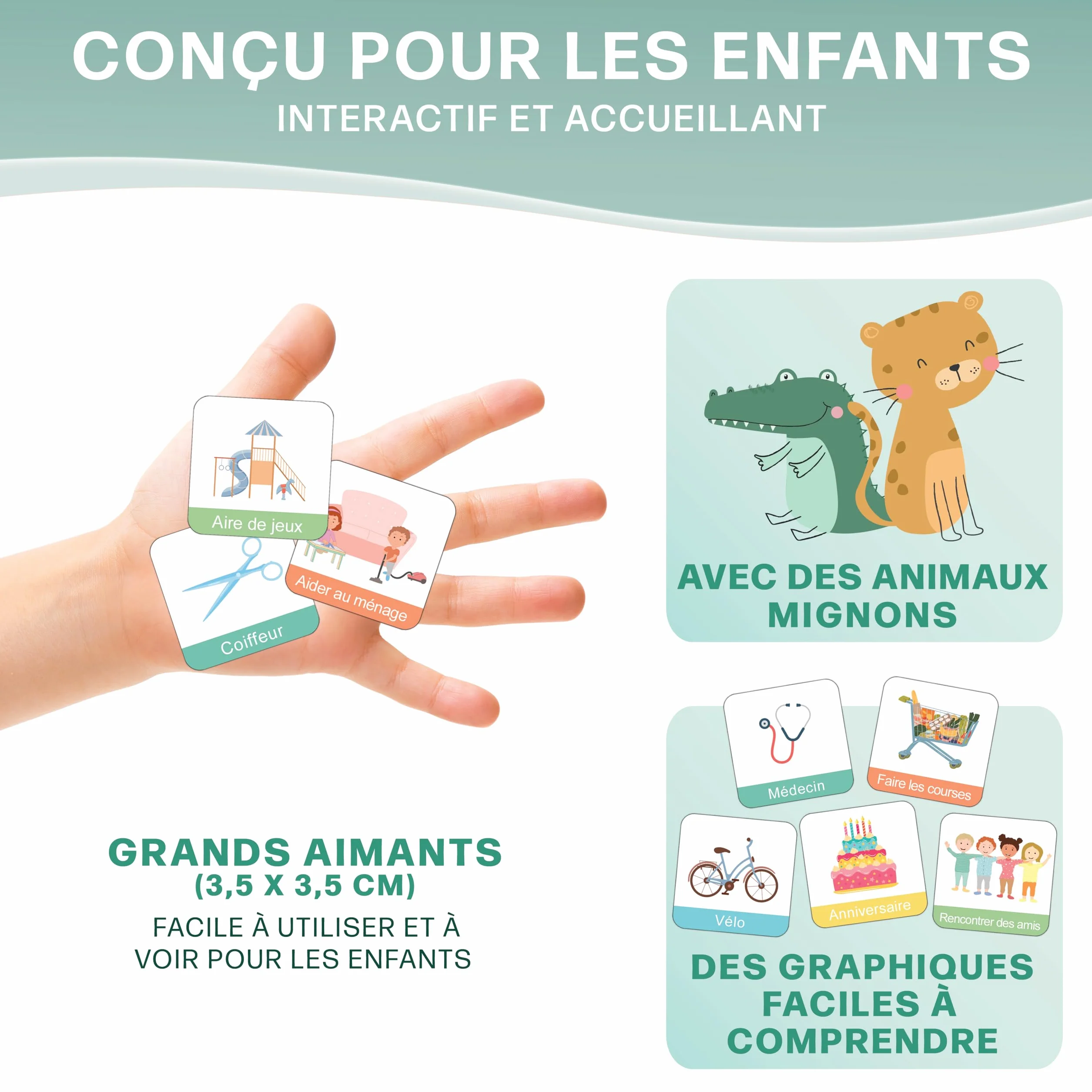 Planning semaine enfants Tableau magnétique Montessori 200 aimants stylo Jeux éducatifs 3 ans Calendrier