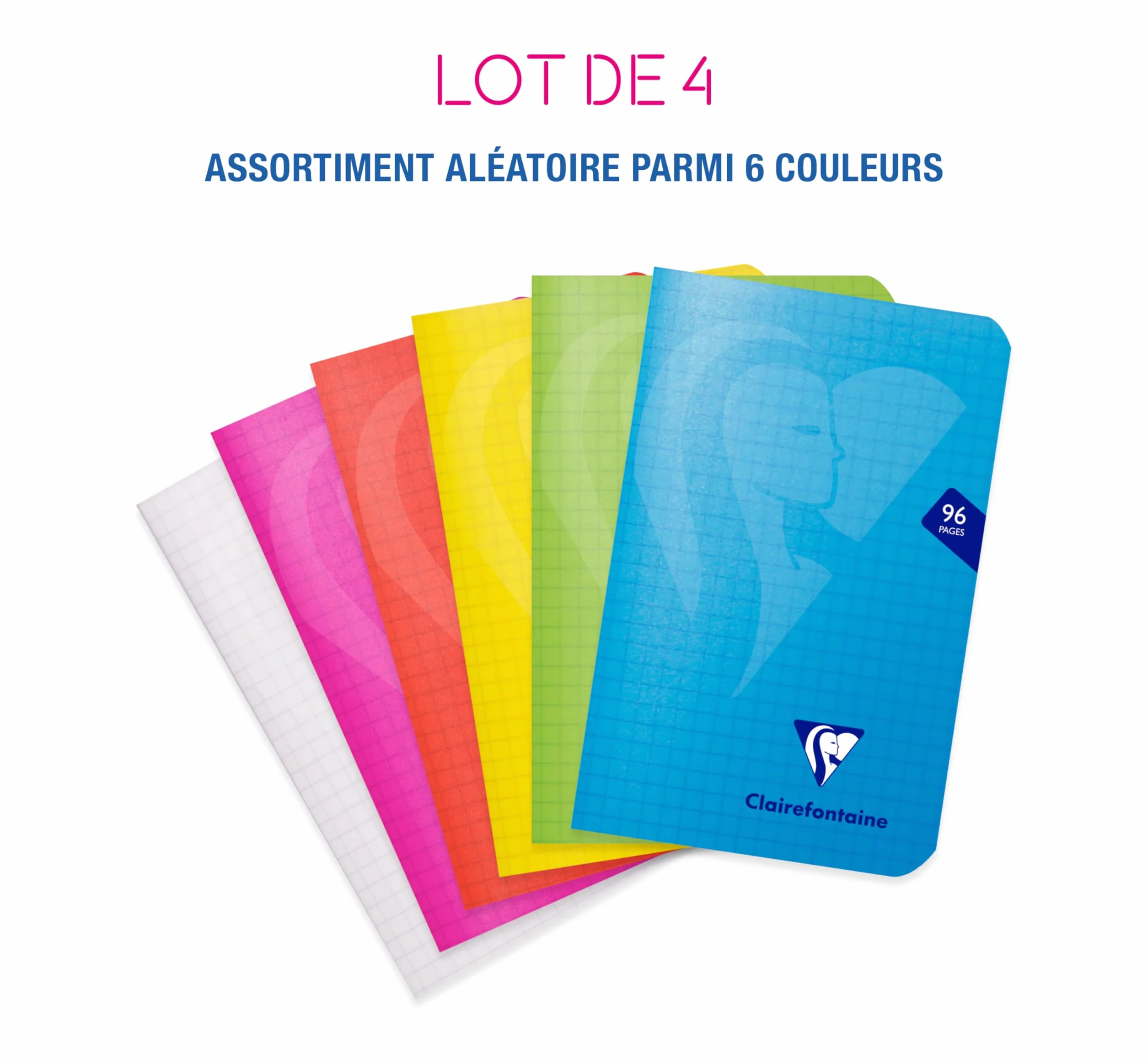 Clairefontaine Carnets Agrafés Mimesys Lot de 4 - 9x14 cm 96 Pages Petits Carreaux 90 g