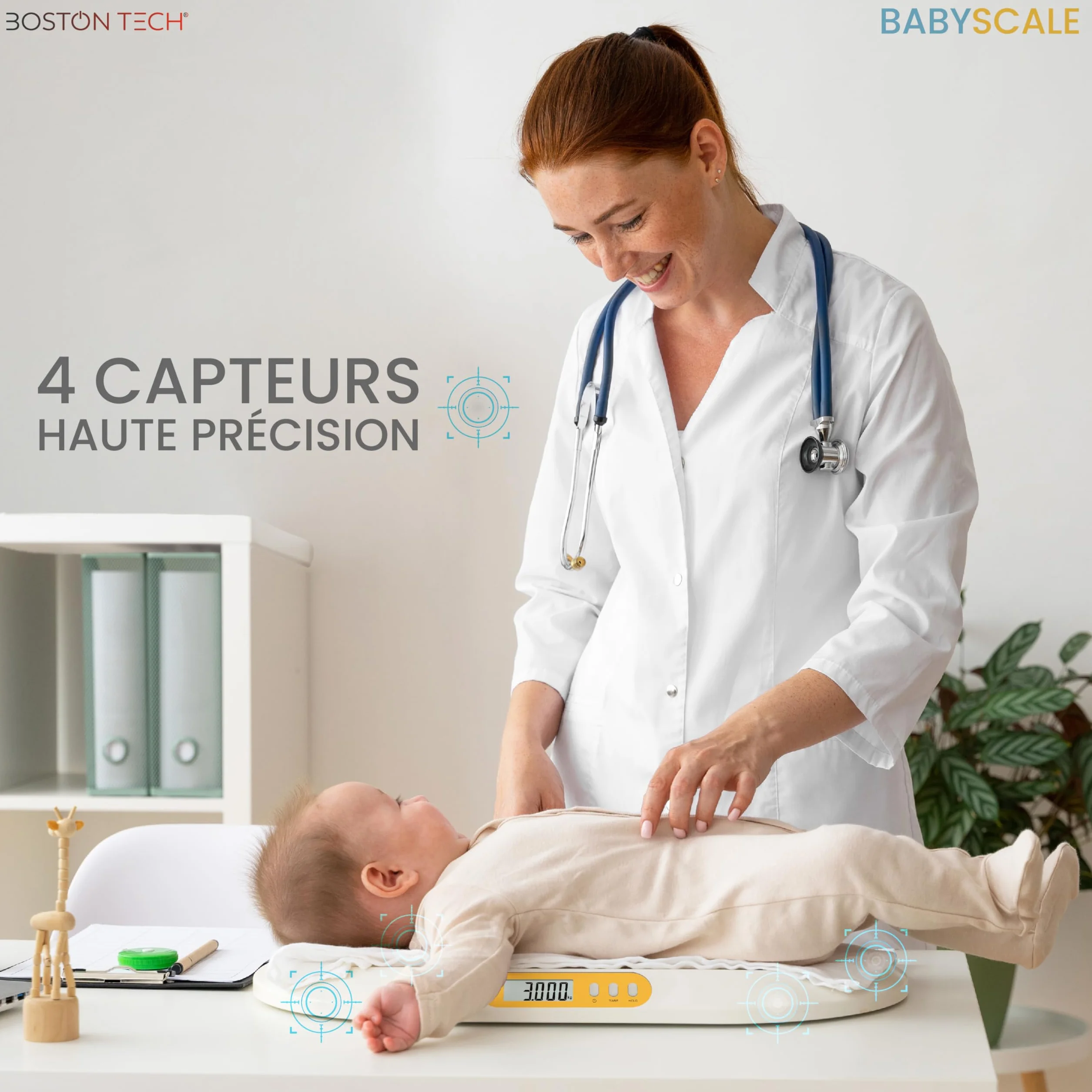 Balance pour bébé Boston Tech BA104 Pèse-bébé électronique numérique 20 kg 10 g écran LCD rétroéclairé