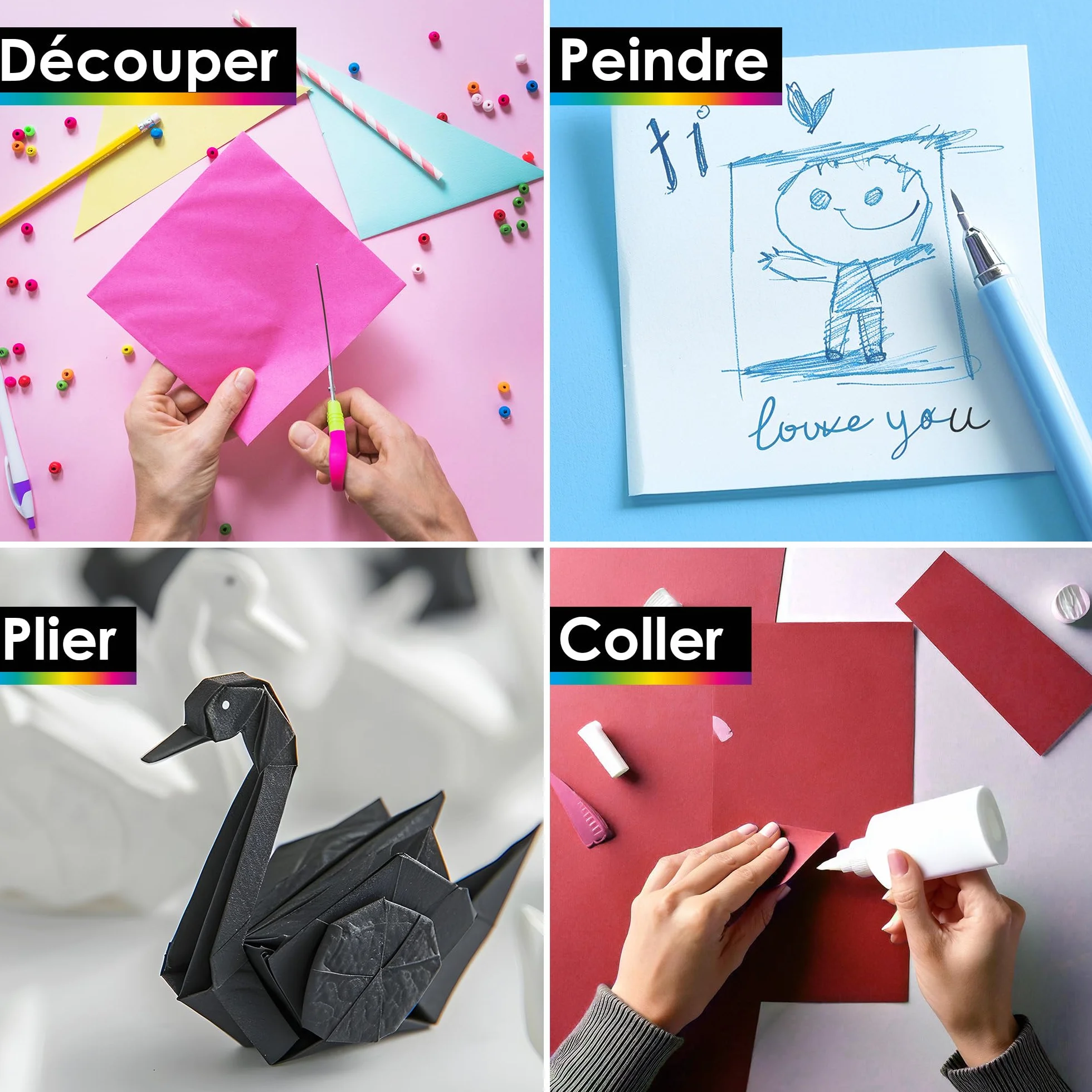 OfficeTree Papier Couleur A4 130g 12 Couleurs Feuille Cartonné