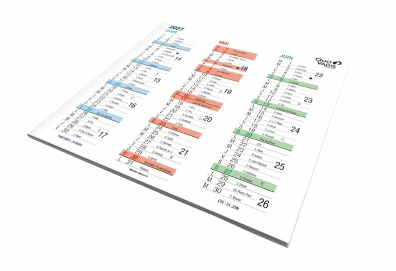 Quo Vadis Calendrier de Bureau 2026-2027 36x18 cm Origami Arc En Ciel