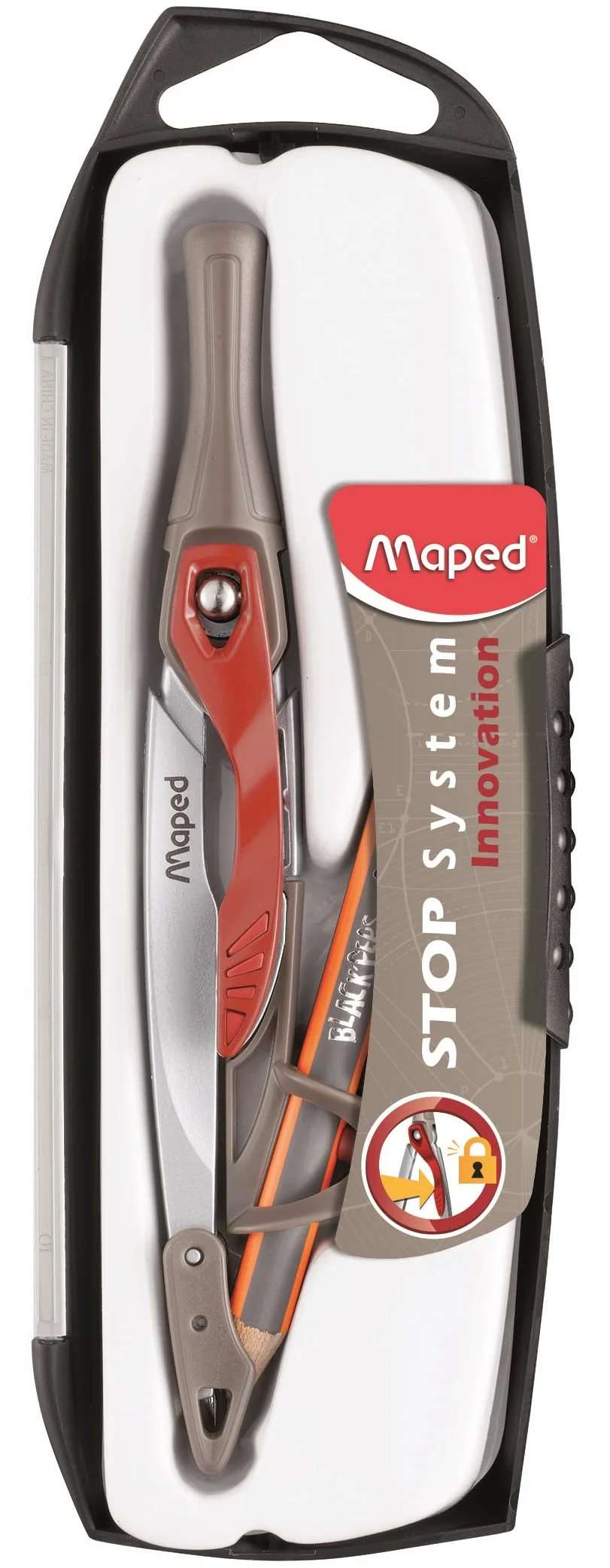 Maped Boussole universelle avec crayon Système breveté de verrouillage Métal pour enfants 10+