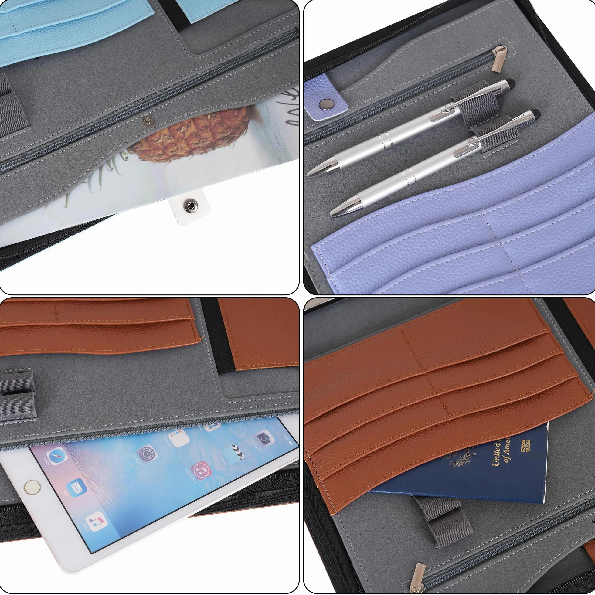 Wonderpool Porte-documents A4 à fermeture éclair classeur 3 anneaux Padfolio violet