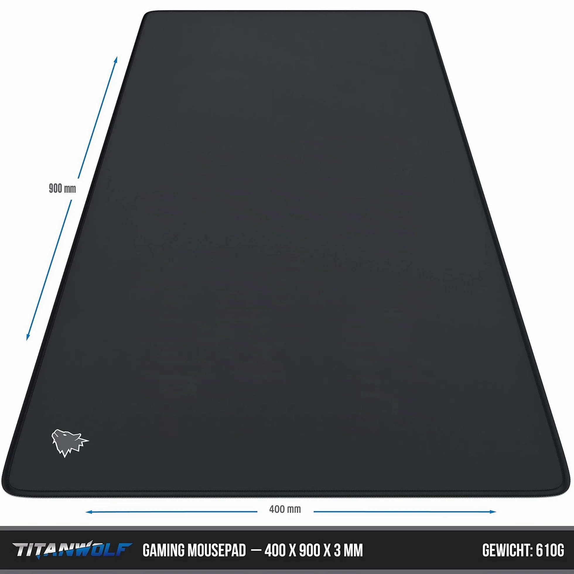 Titanwolf Tapis de souris XXL Speed Gaming noir 900 x 400 mm Grande base de table