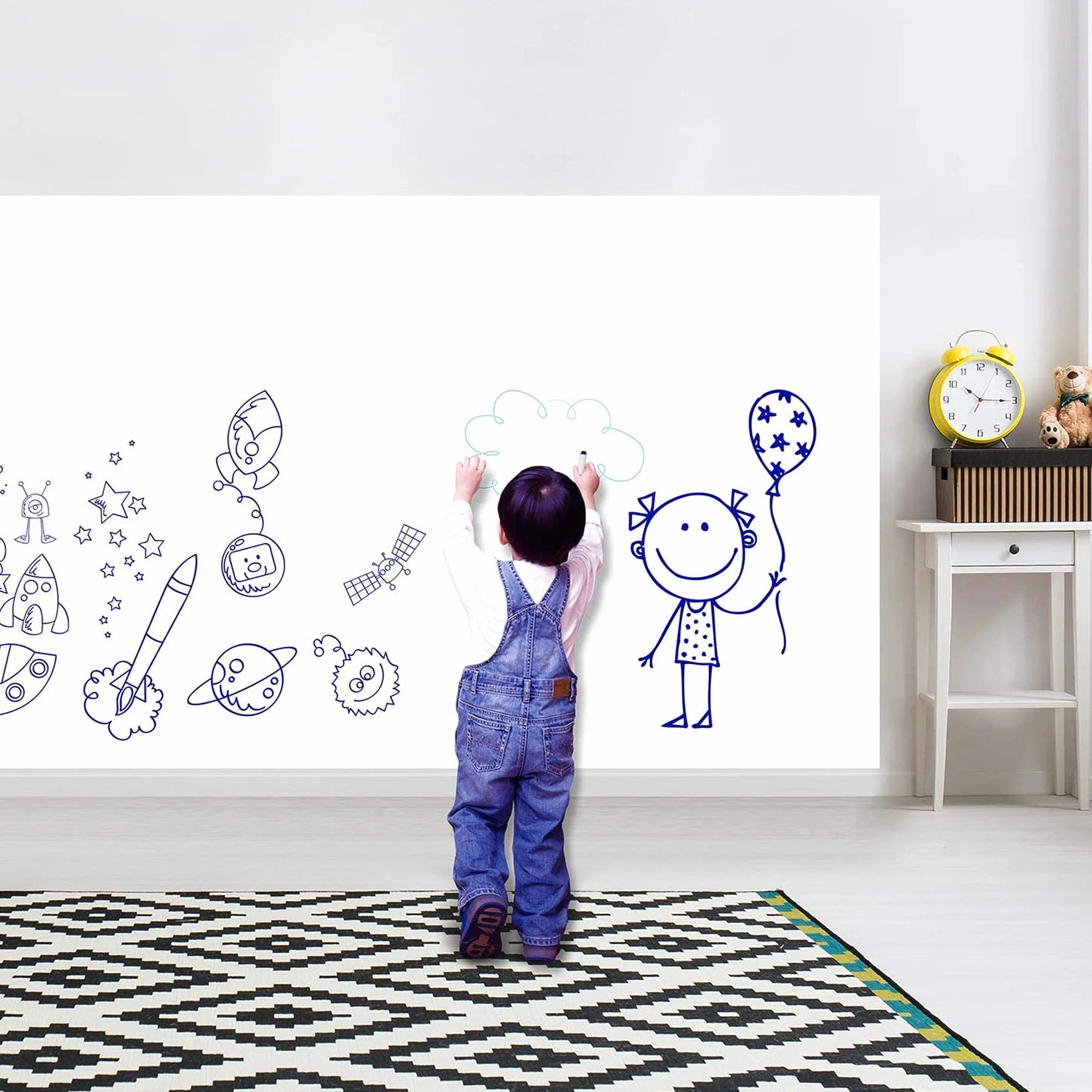 Papier autocollant pour tableau blanc 44 x 200 cm facile à nettoyer à sec