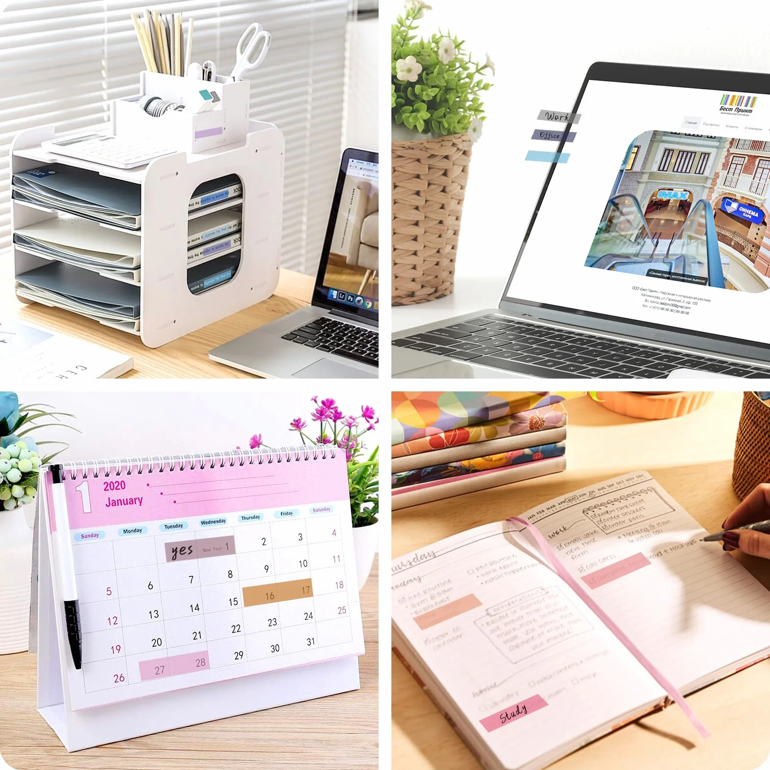 Marque Page Adhesif 2400 Pièces, 12 Styles Annotation Livre, Sticky Notes Index Tabs Inscriptible pour Maison École Bureau