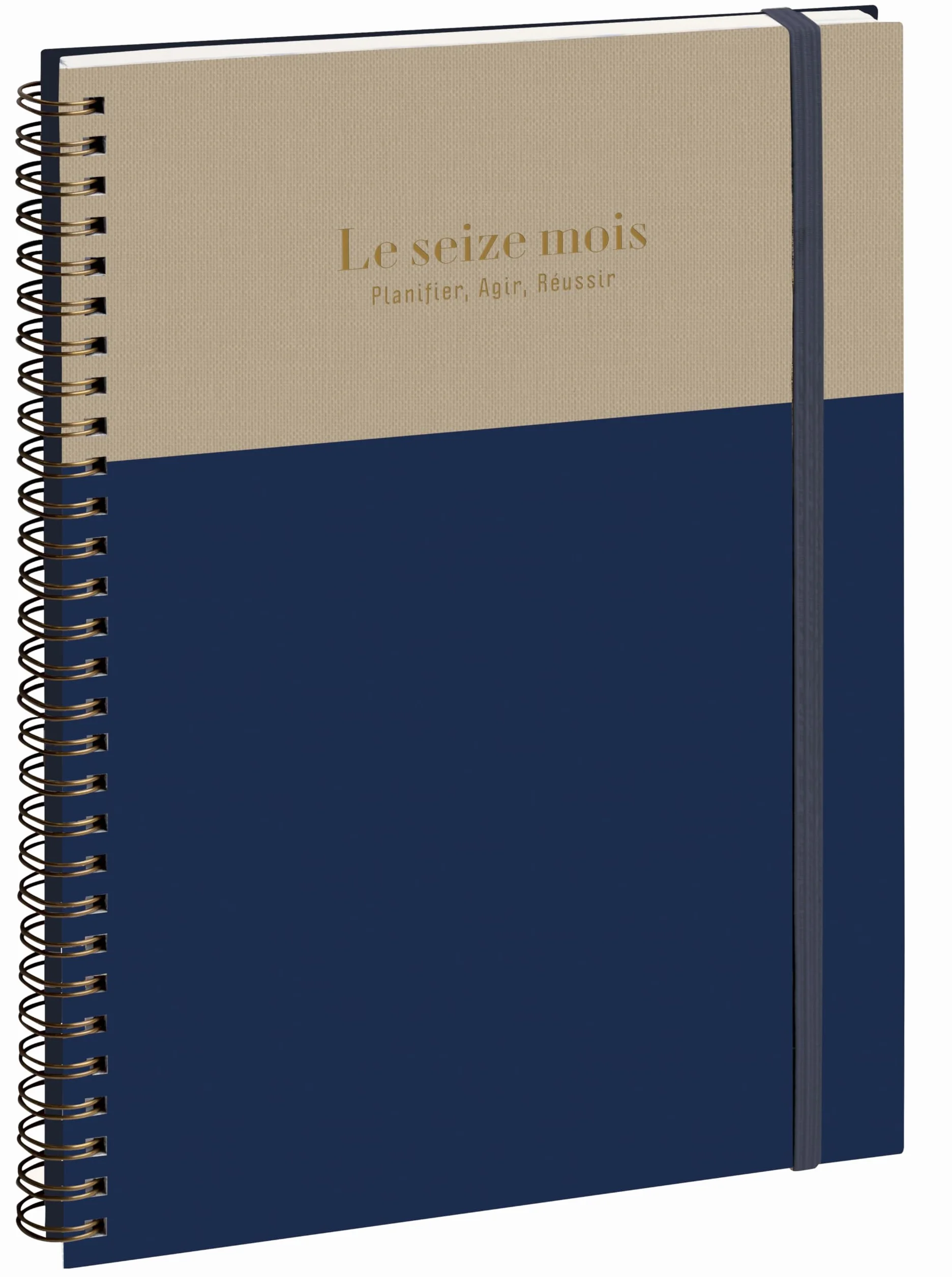 Exacompta Agenda semainier de bureau SAD 29S Gustave 21 x 29,7 cm Septembre 2026 à décembre 2027 16 mois Marine/Grège