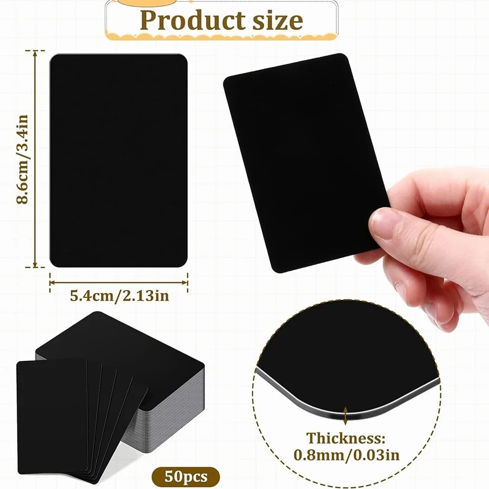 Cartes de Visite en Métal Noir 0,8 mm Aluminium Vierges