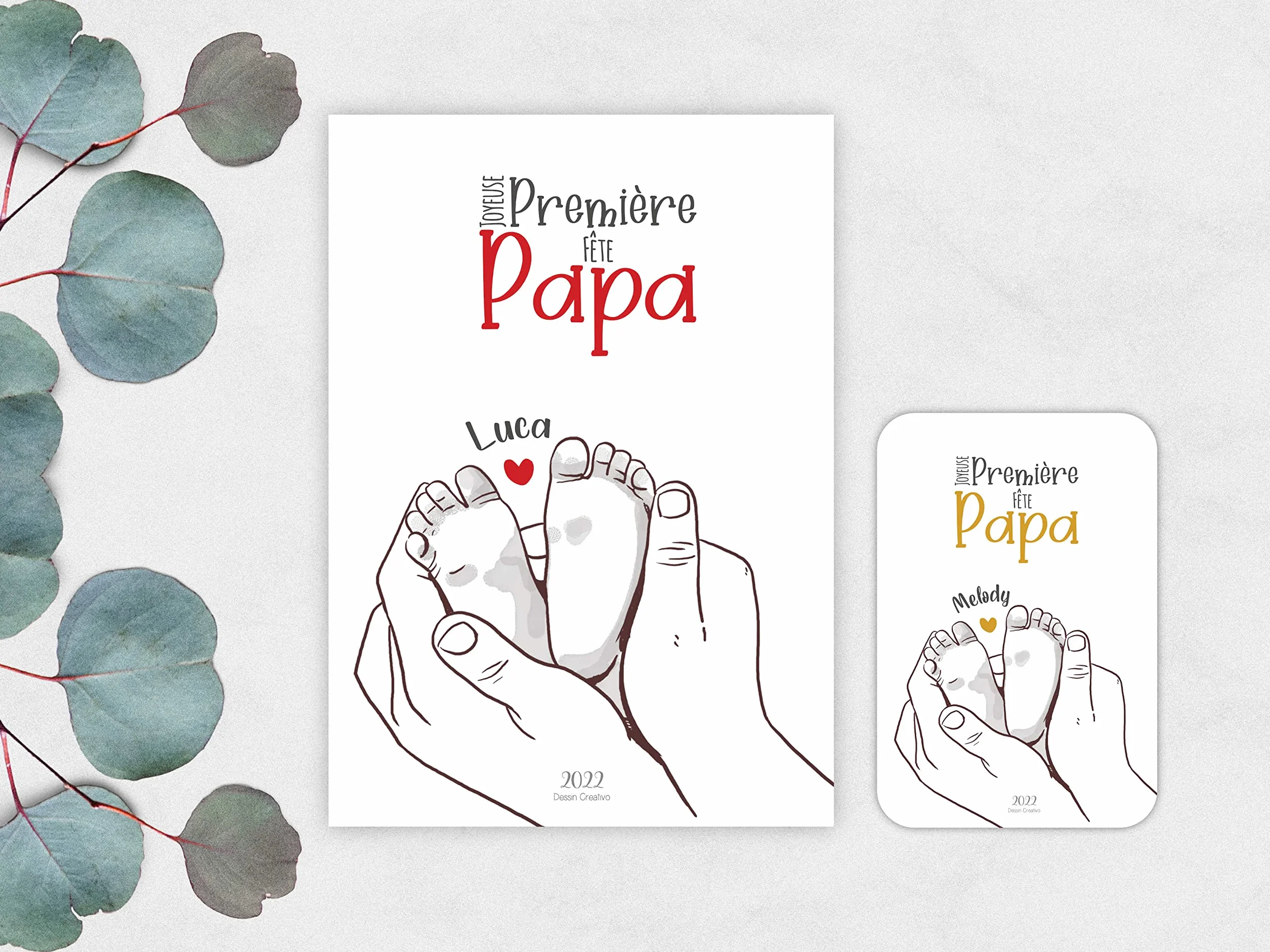 Affiche Joyeuse 1ère Fête Papa Personnalisée Carte Cadeau Fête des Pères Original