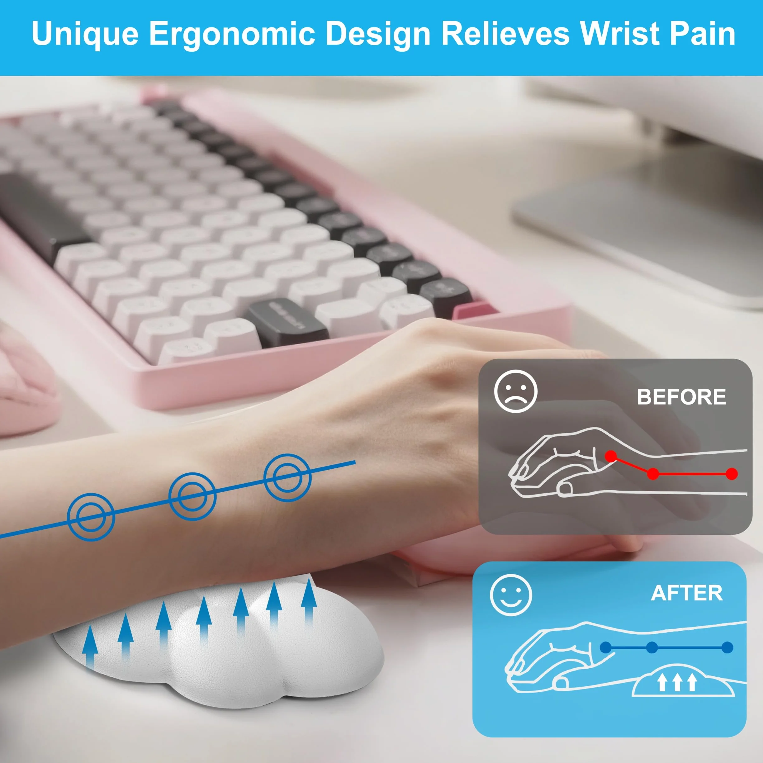 Cloud Wrist Rest Support de Poignet Ergonomique pour Souris Blanc