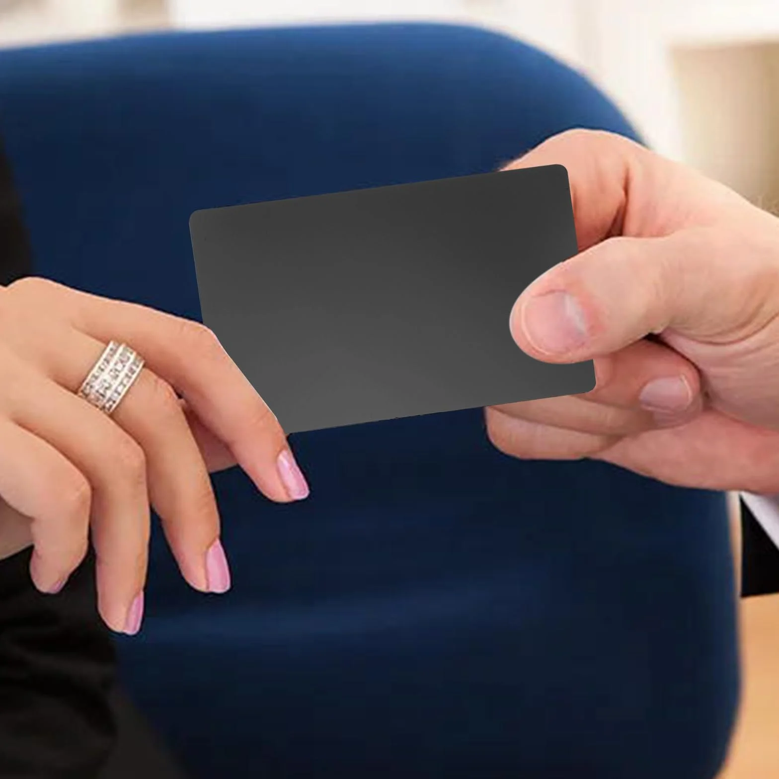 Cartes de visite en aluminium noir 8,6 x 5,4 cm 0,45 mm gravées au laser imperméable