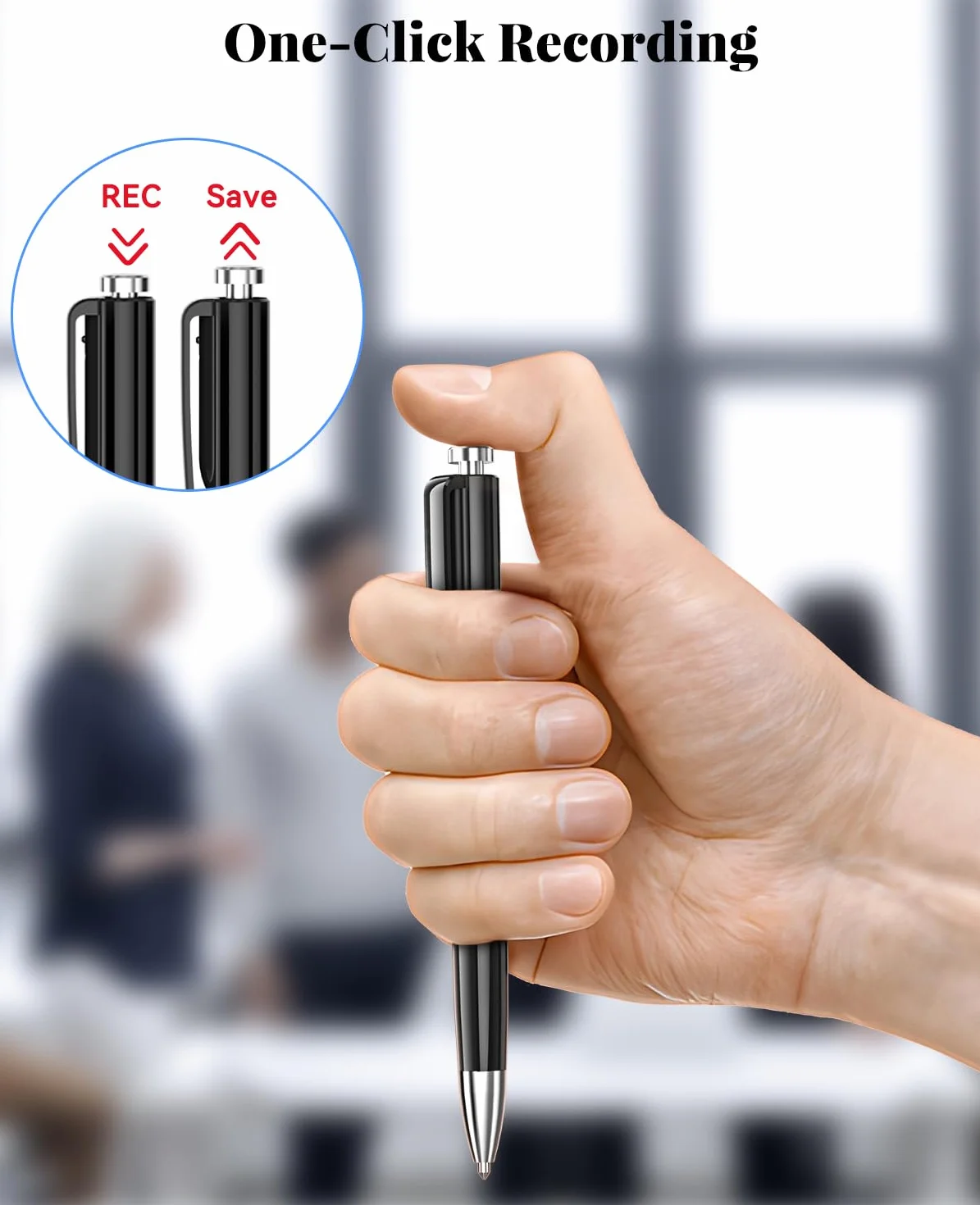 Enregistreur Vocal 64Go Ponovo Dictaphone Audio avec Activation Vocale et Réduction de Bruit pour Interviews