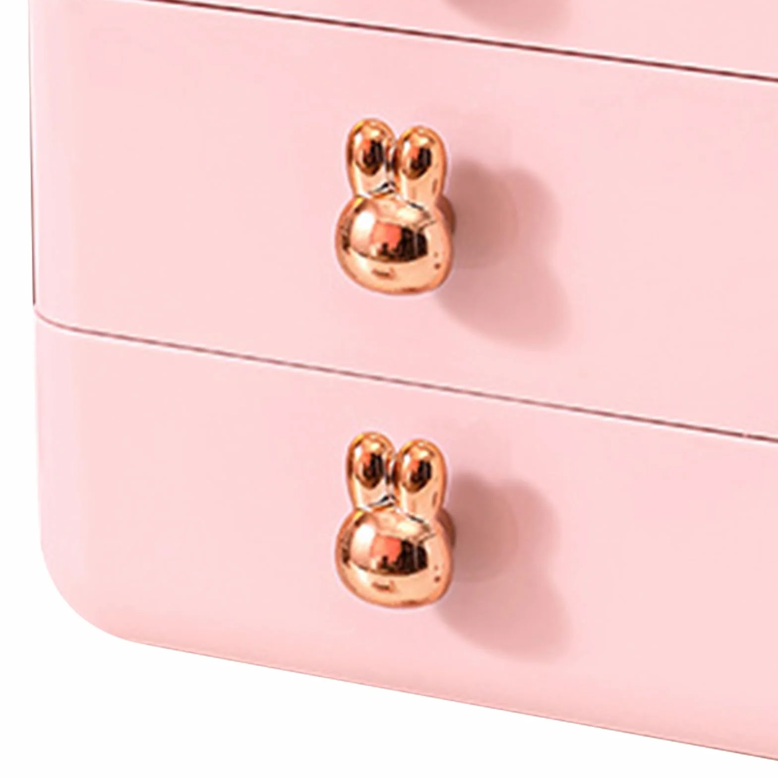 Boîte de Rangement à Tiroir Plastique 3 Couches Rose pour Bureau