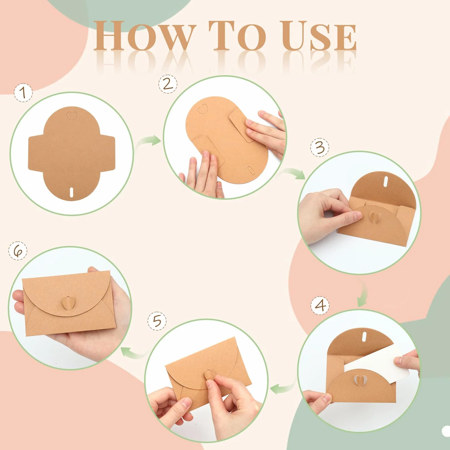 60 Pièces Mini Enveloppe Kraft 10.5×7cm Avec Cartes Vierges Fermeture Coeur Pour Cartes Cadeaux