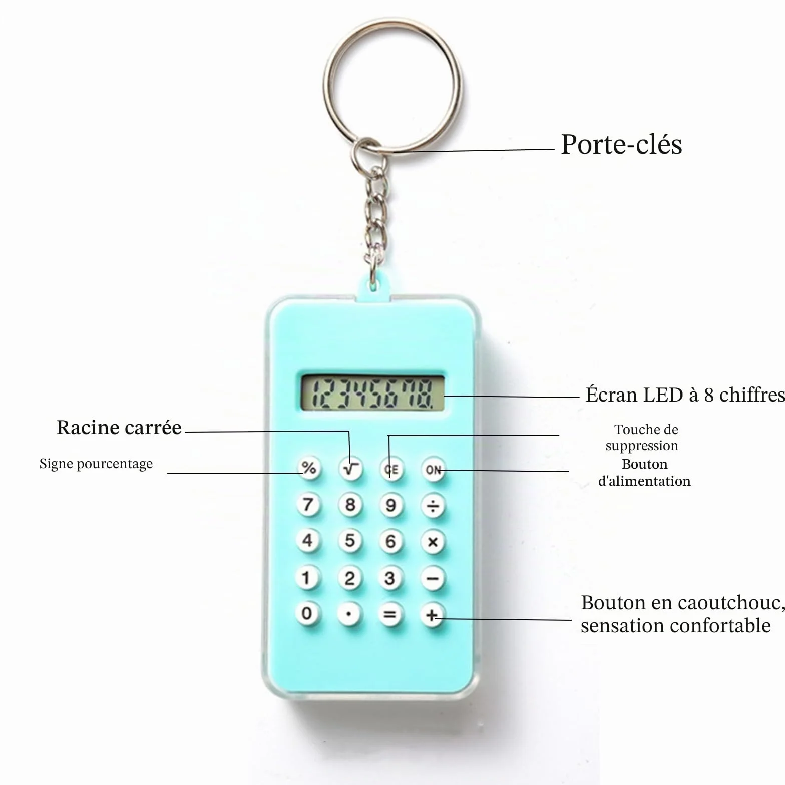 Mini-calculatrices de Poche Porte-clés Labyrinthe, Affichage 8 Chiffres, Calculatrices de Base pour Étudiants École Bureau, Couleur Aléatoire
