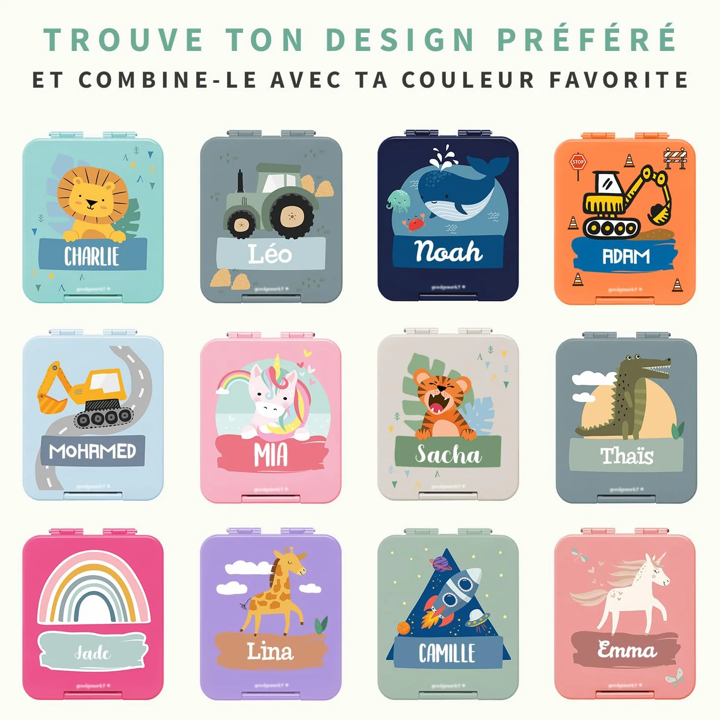 Lunch Box Personnalisée Boite à Goûter Enfant avec Compartiment Micro-ondes Lave-vaisselle Vert Armée