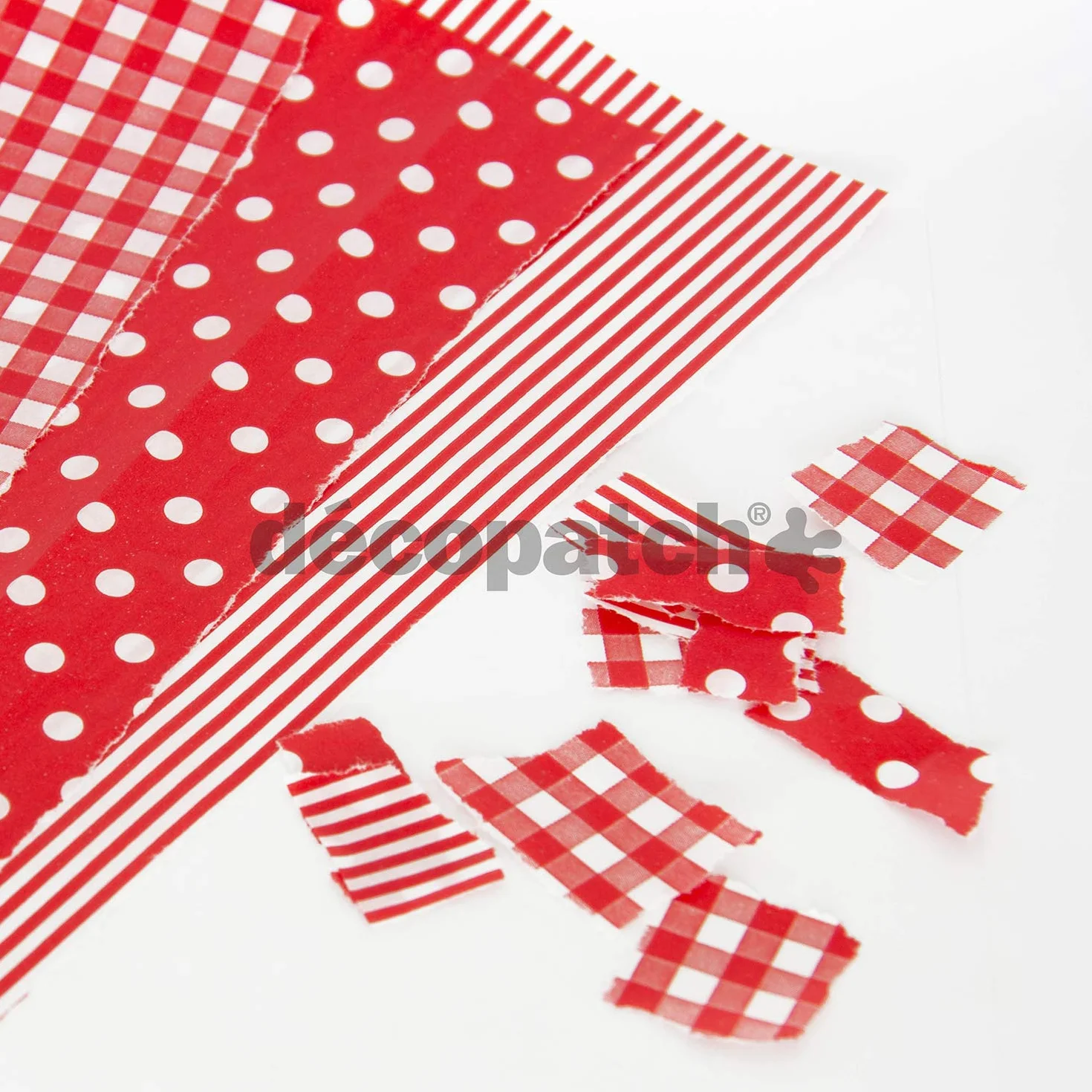 Décopatch FDA484O 20 feuilles 30x40 cm Vichy pois rayé Rouge