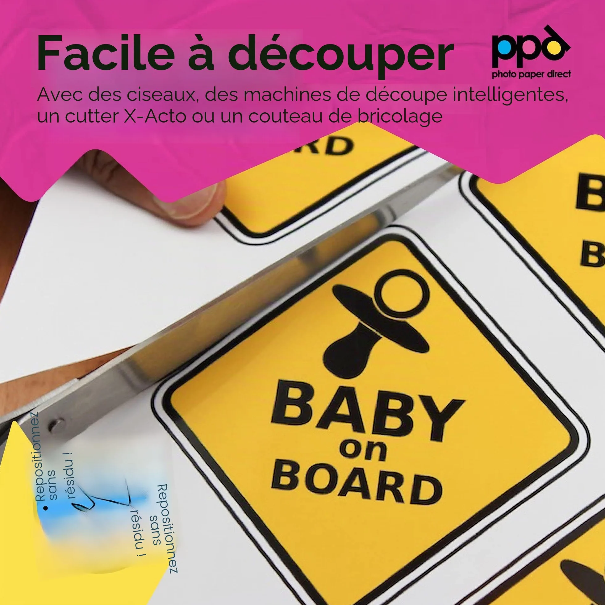 PPD A4 x 10 Films Autocollants Personnalisables Fini Brillant Revêtement Microporeux pour Impression Photo Jet d'Encre Stickers Premium PPD-36-10