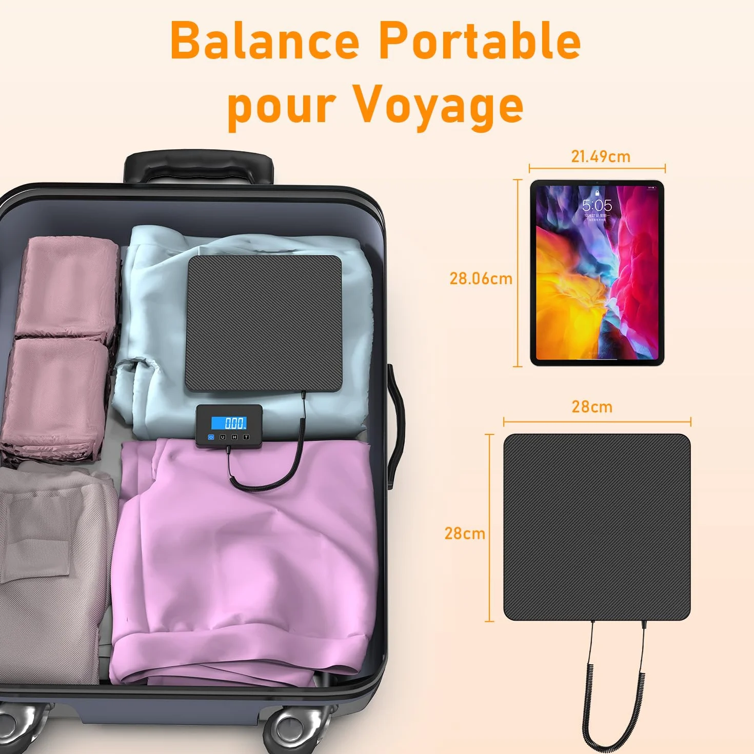 Balance Colis Pese Personne 200kg, Balance Professionnelle de Precision avec Fonction Maintien & Tare, Pese Colis et Bagages avec Écran LCD Mural, Secteur ou Batterie
