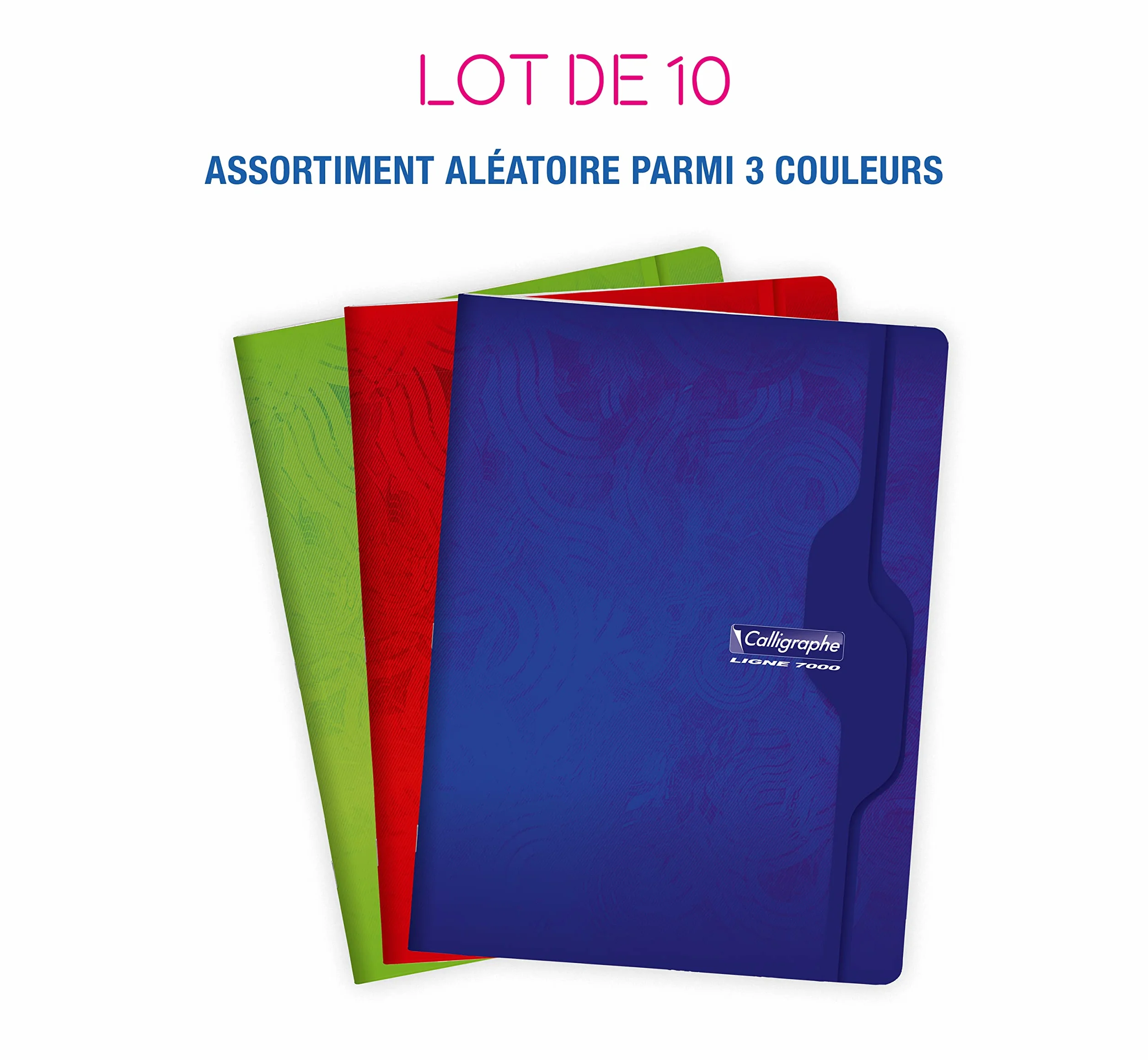 Clairefontaine Calligraphe 7493C Lot de 10 Cahiers Agrafés 24x32 cm 96 Pages Grands Carreaux Papier Blanc 70 g