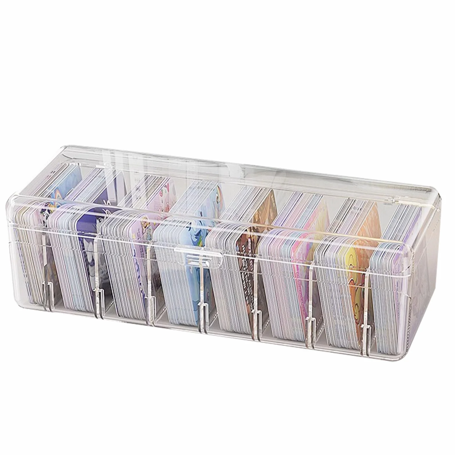 Organiseur Transparent avec Diviseurs Amovibles pour Cartes de Révision - 24,8 x 10 x 7,5 cm