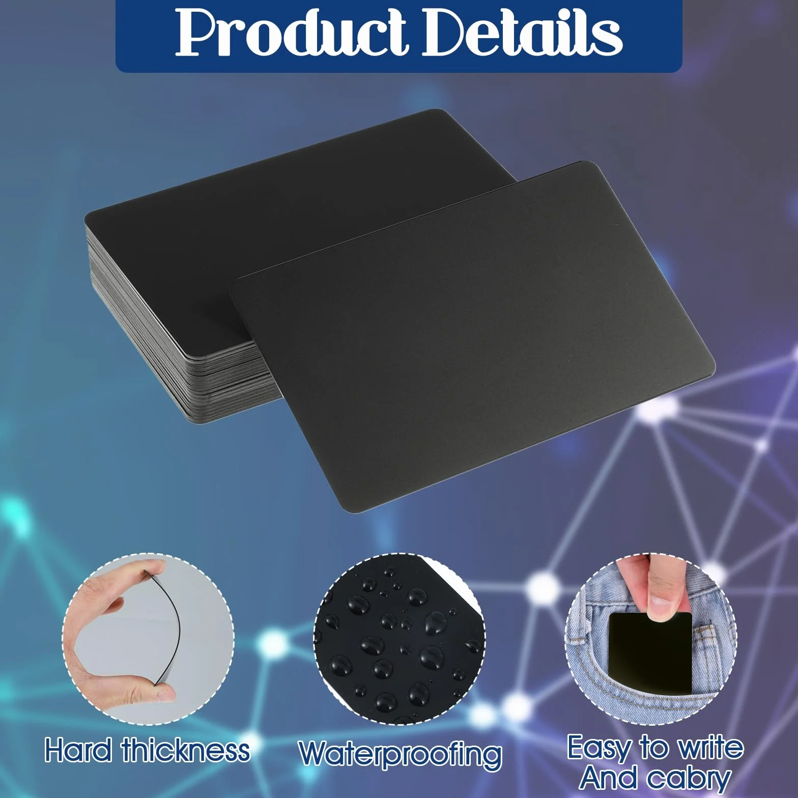 Cartes de visite NFC métal aluminium imperméable lot de 25 pour bureau affaires